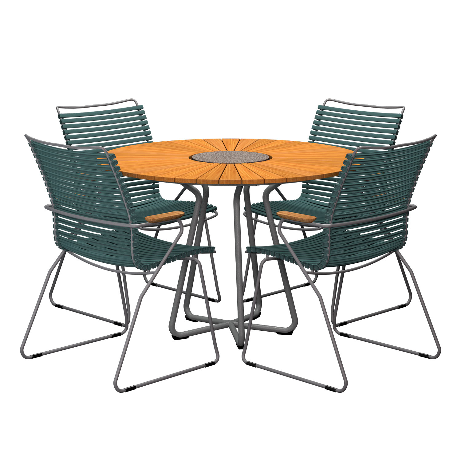 HOUE - Set Circle Ø 110 cm + 4x Click Stuhl hoch hellblau