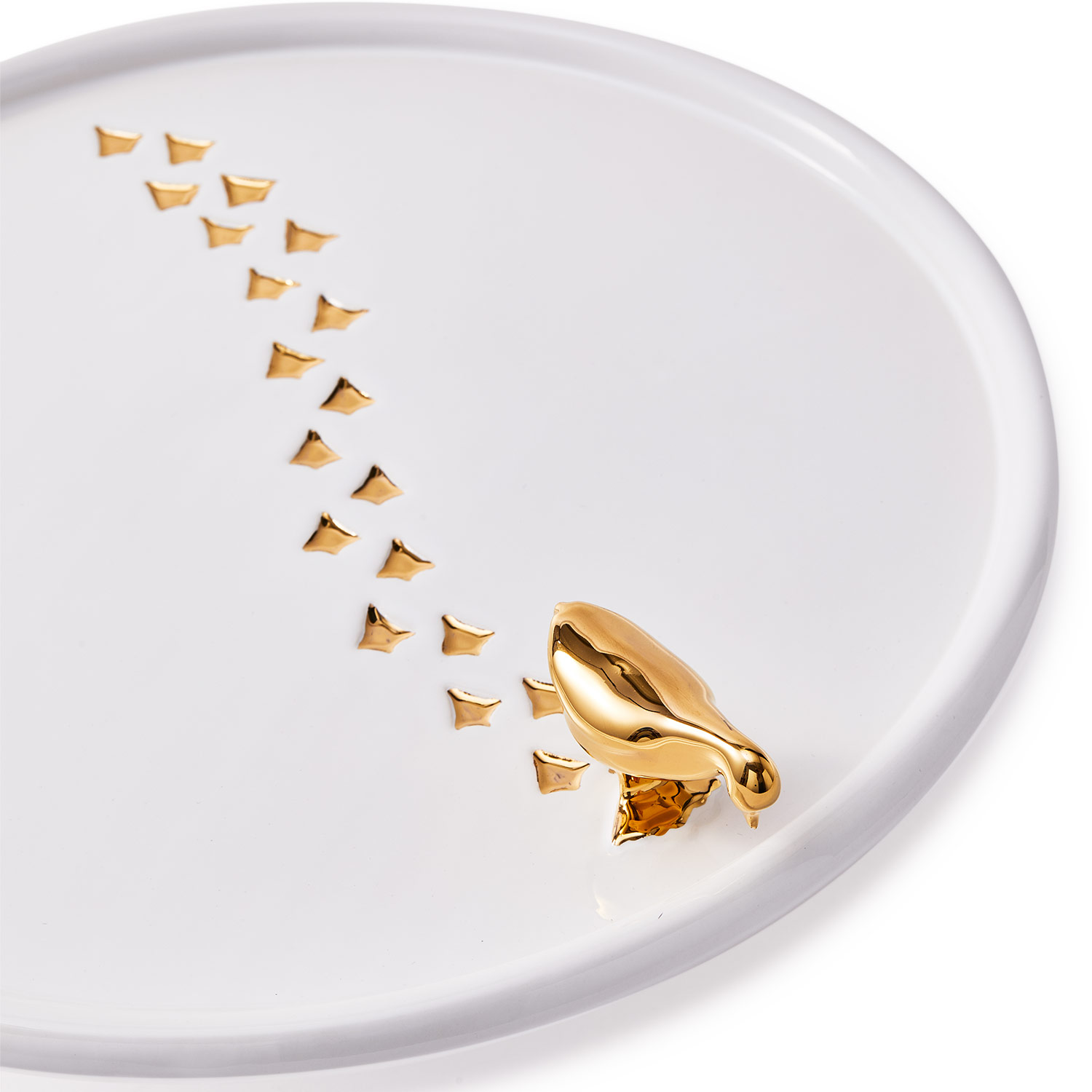 Pols Potten Walking Duck Plate 230 300 179 Gold Detail 102385