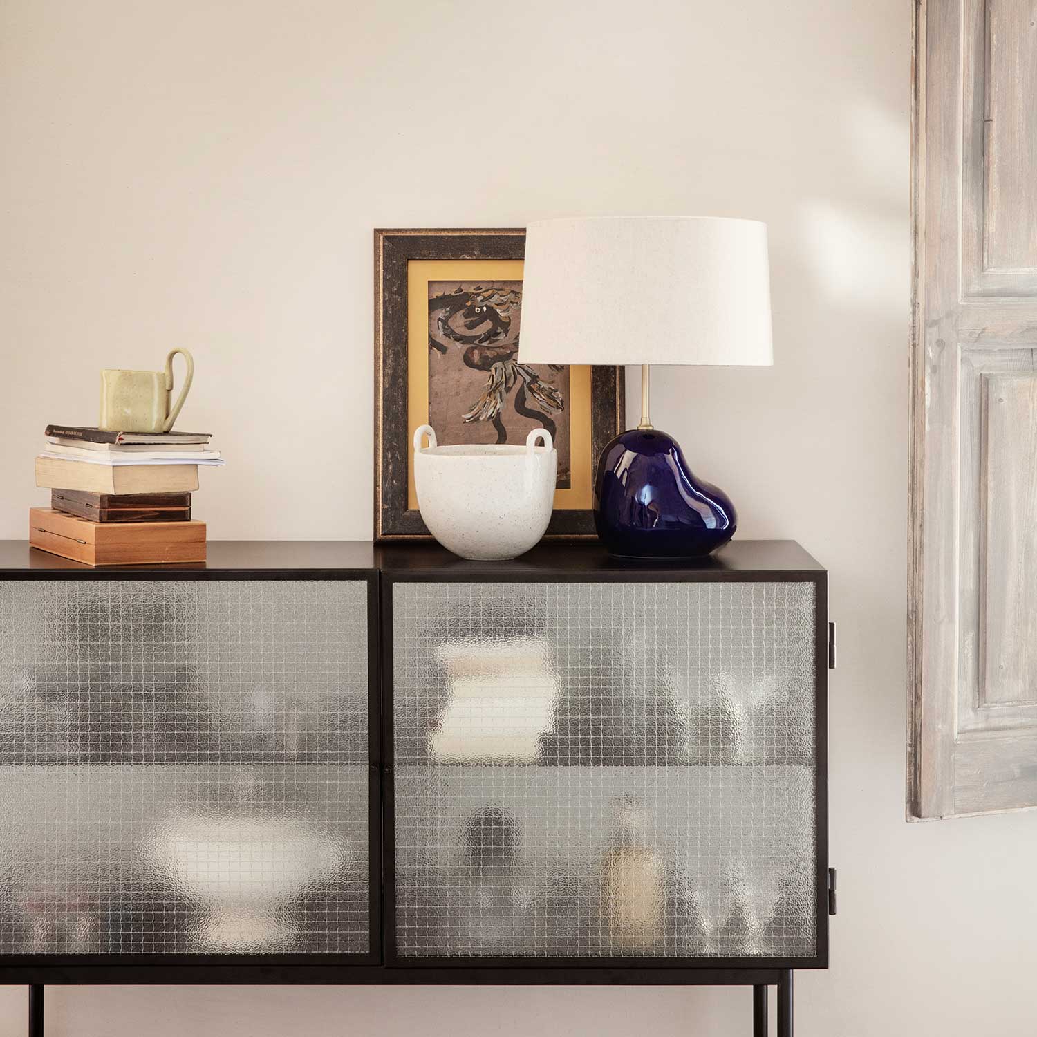 haze sideboard schwarz drahtglas 83531