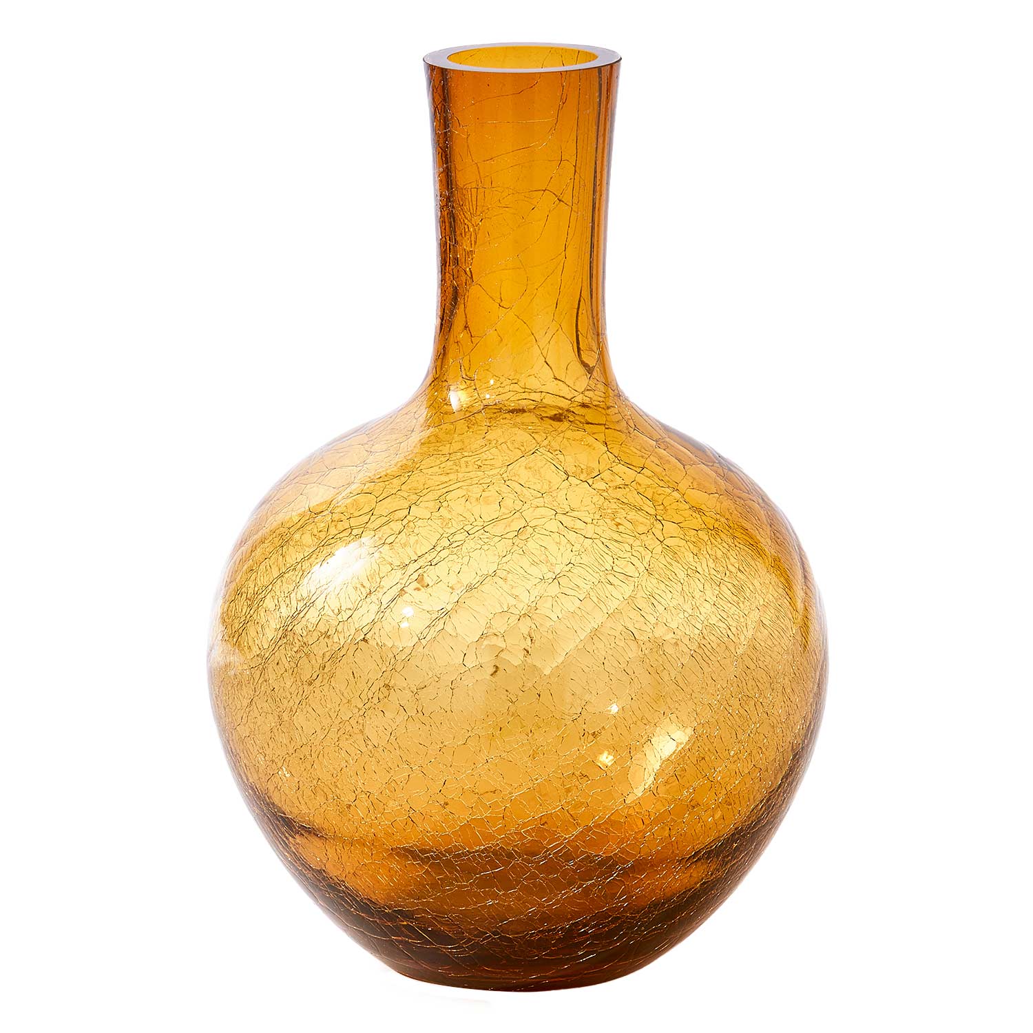 pols potten ball body vase crackled glas gelb L 99146