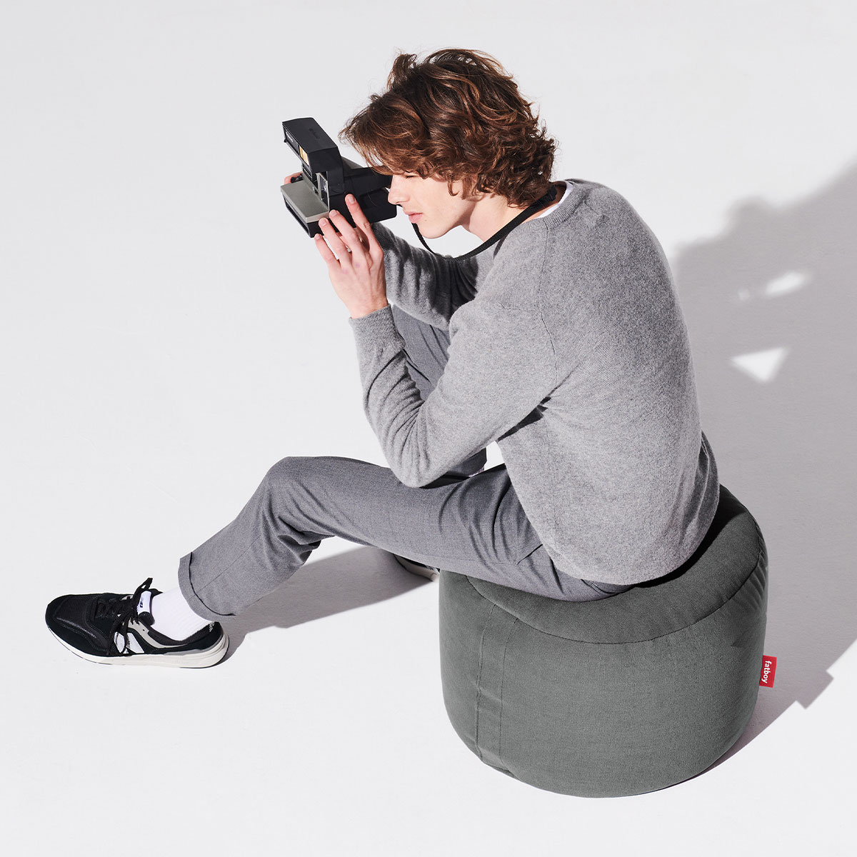 Fatboy - Point Canvas Recycled Hocker charcoal grey