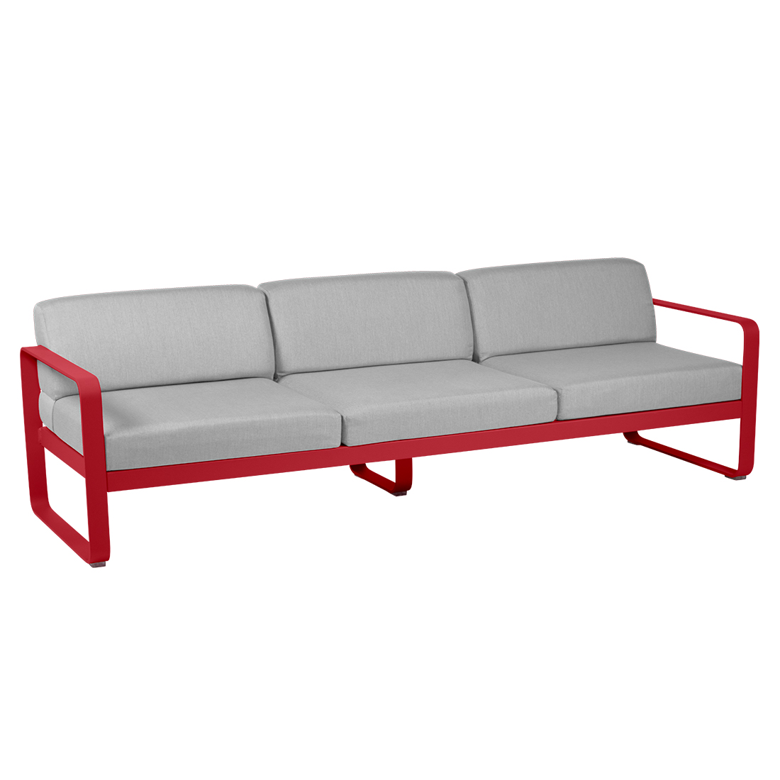 fermob bellevie sofa 3 mohnrot grauweiss 65978