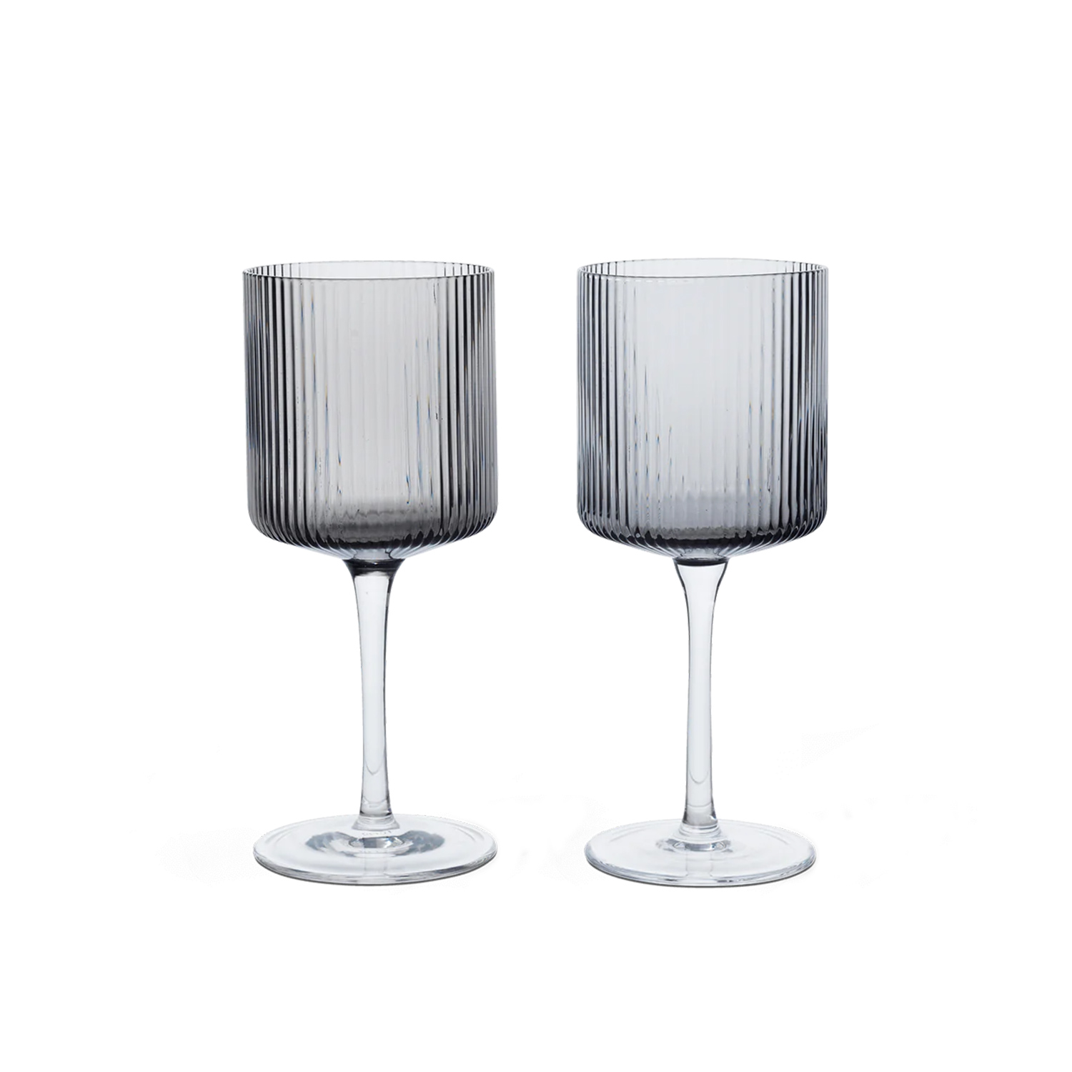 ferm LIVING Ripple Weissweinglaeser 2er Set smoked grey 1104270096 104449