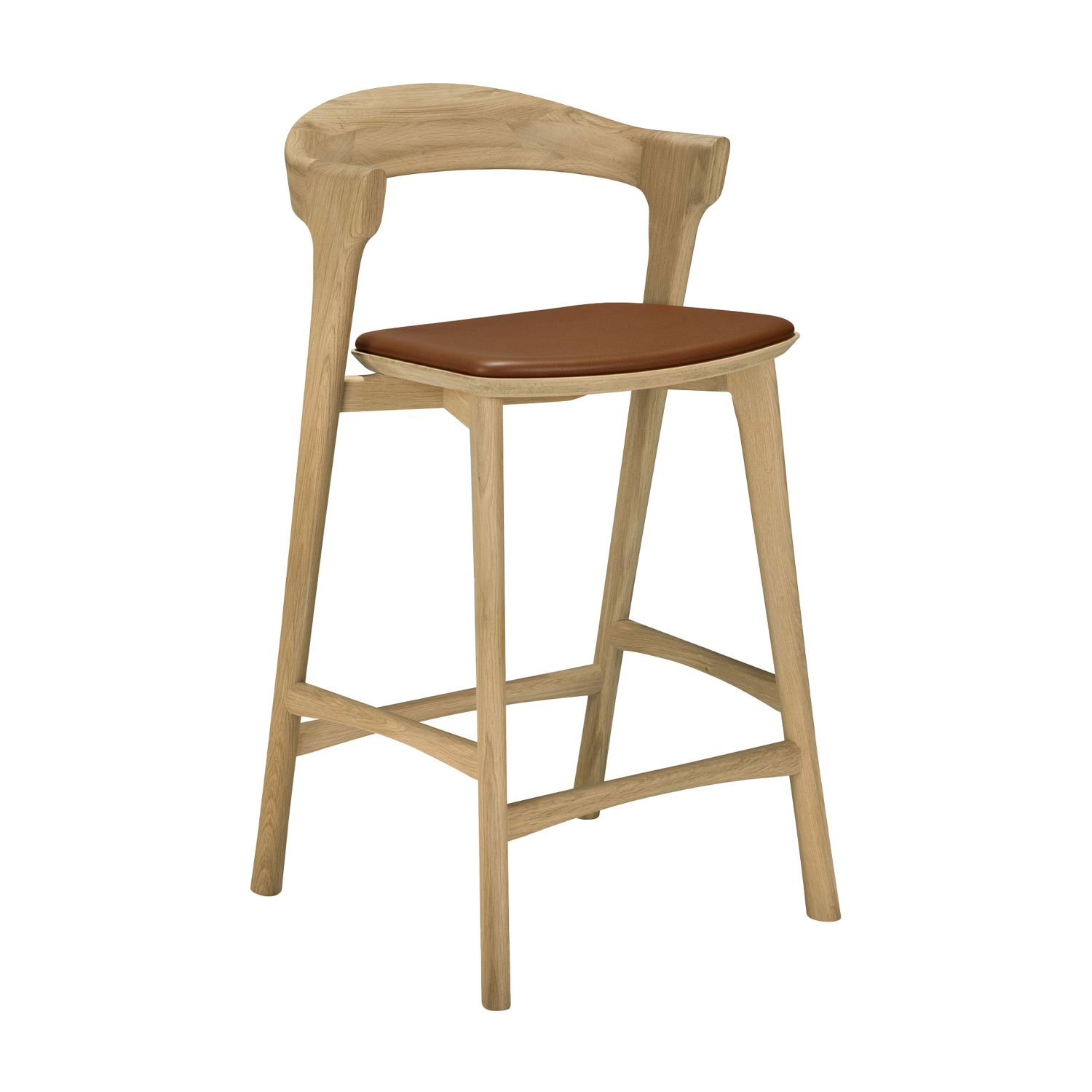 Ethnicraft - Bok Tresenhocker eiche lackiert cognac leder