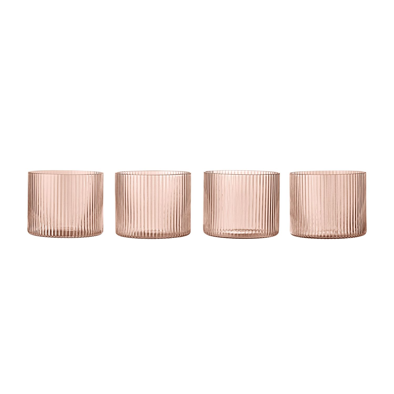 Ferm Living - Ripple Gläser niedrig 4er Set blush
