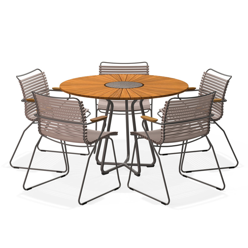 HOUE - Set Circle Tisch Ø 110 cm + 5x Click Gartensessel