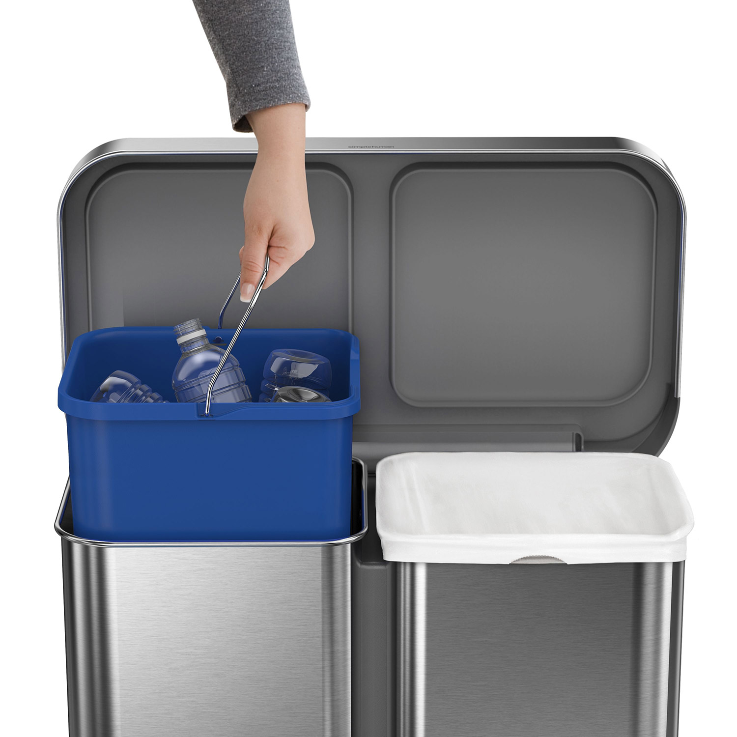 simplehuman treteimer 45 l gebuerstet doppel offen 98309