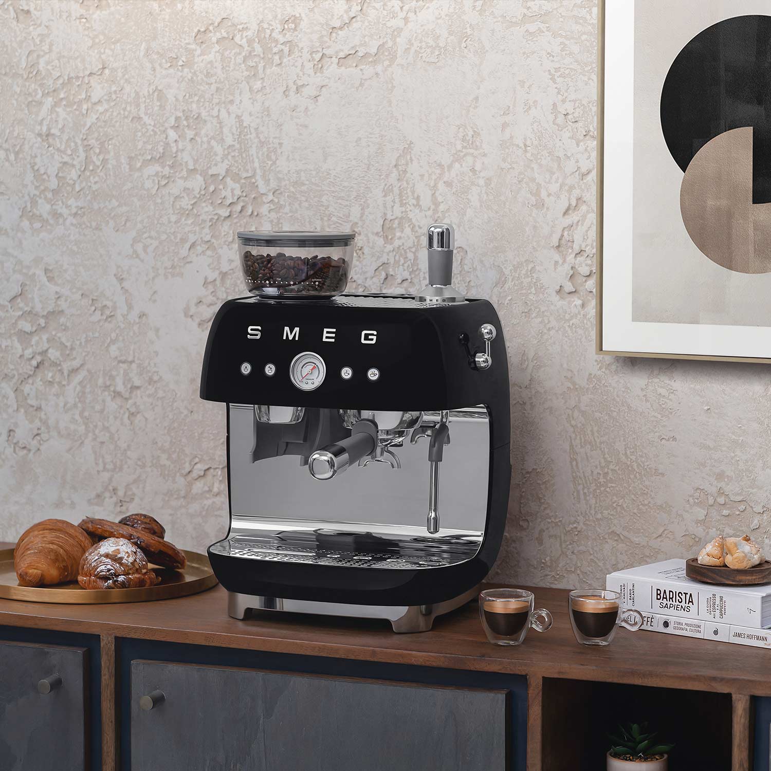 smeg egf03 siebtraeger espressomaschine schwarz kueche 95347