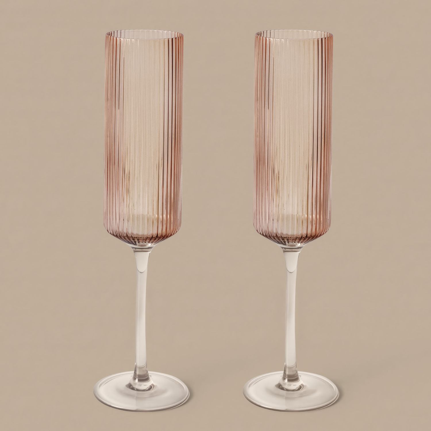 Ferm Living - Ripple Champagnerflöten 2er-Set blush