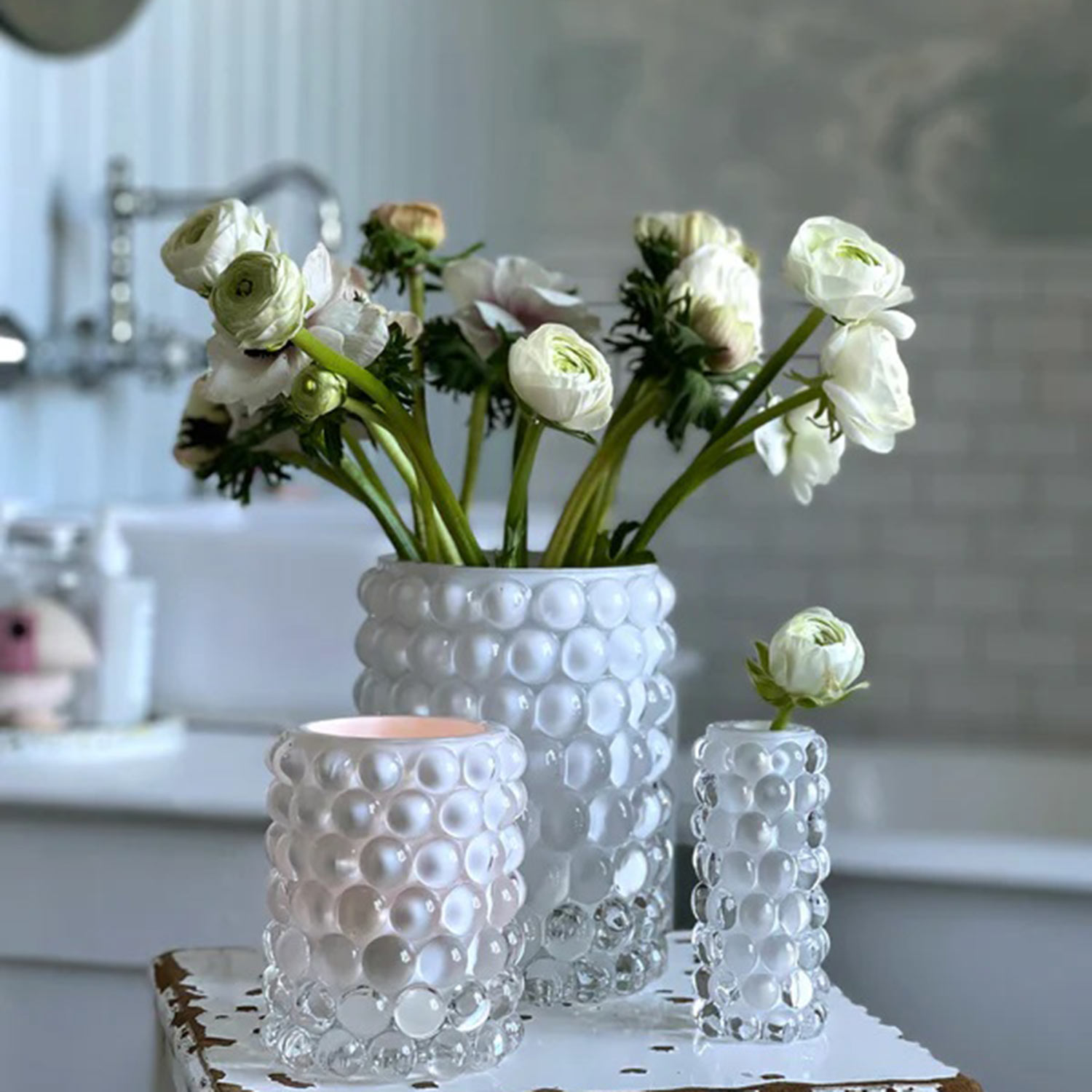 skogsberg hurricane mini vase weiss blumen 92796