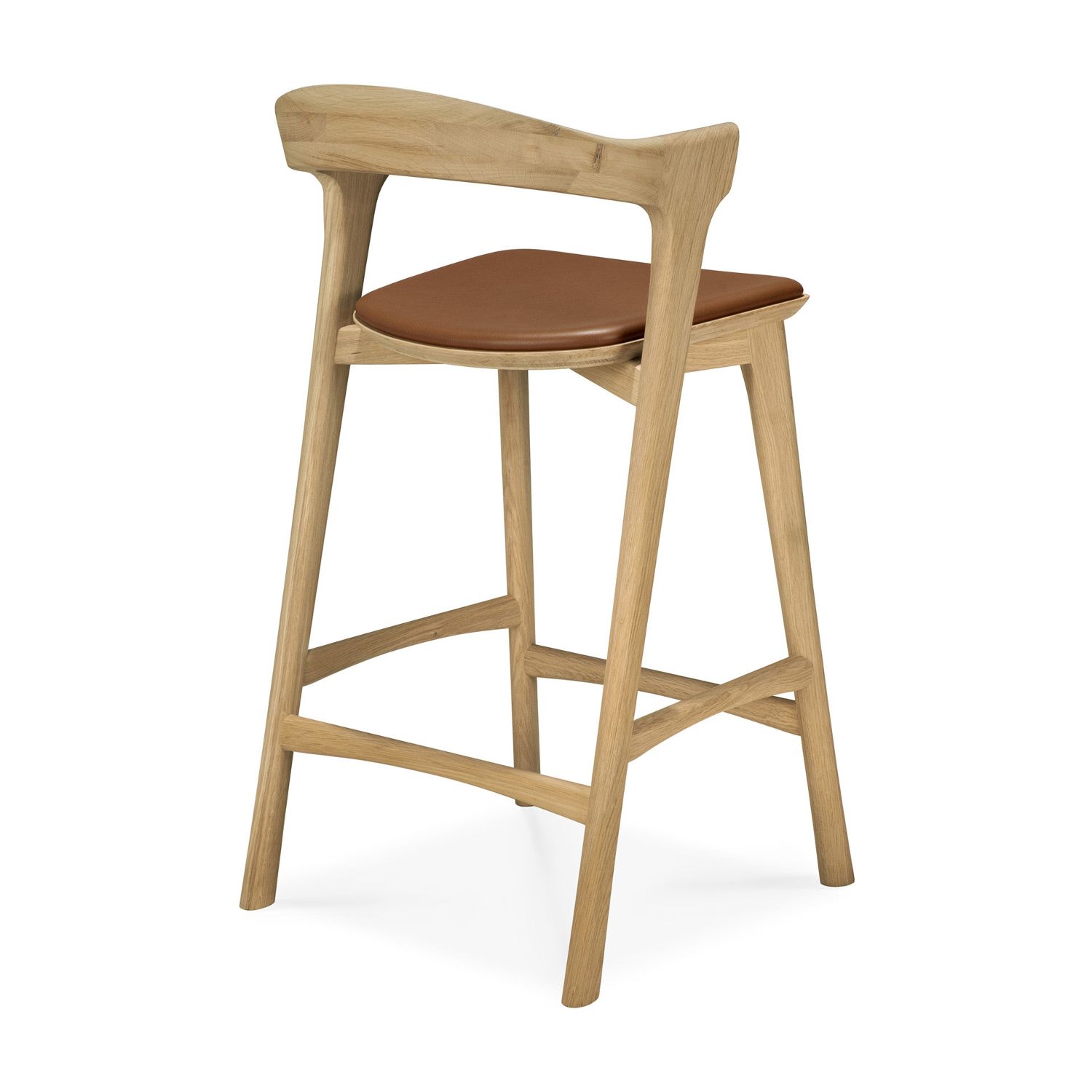 Ethnicraft - Bok Tresenhocker eiche lackiert cognac leder