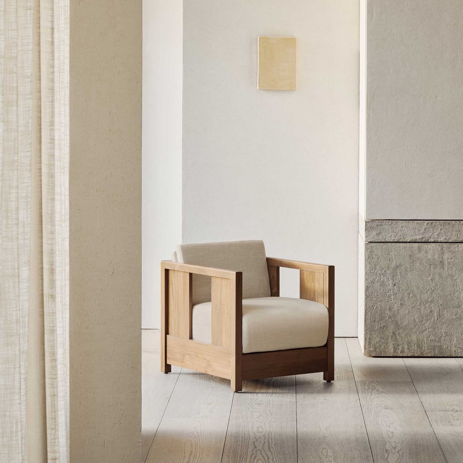 Ethnicraft - Roan Loungesessel teak / Flax Stoff