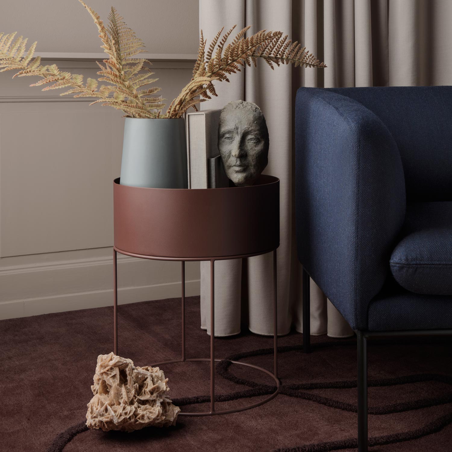 ferm living plant box rund rot 3359 2