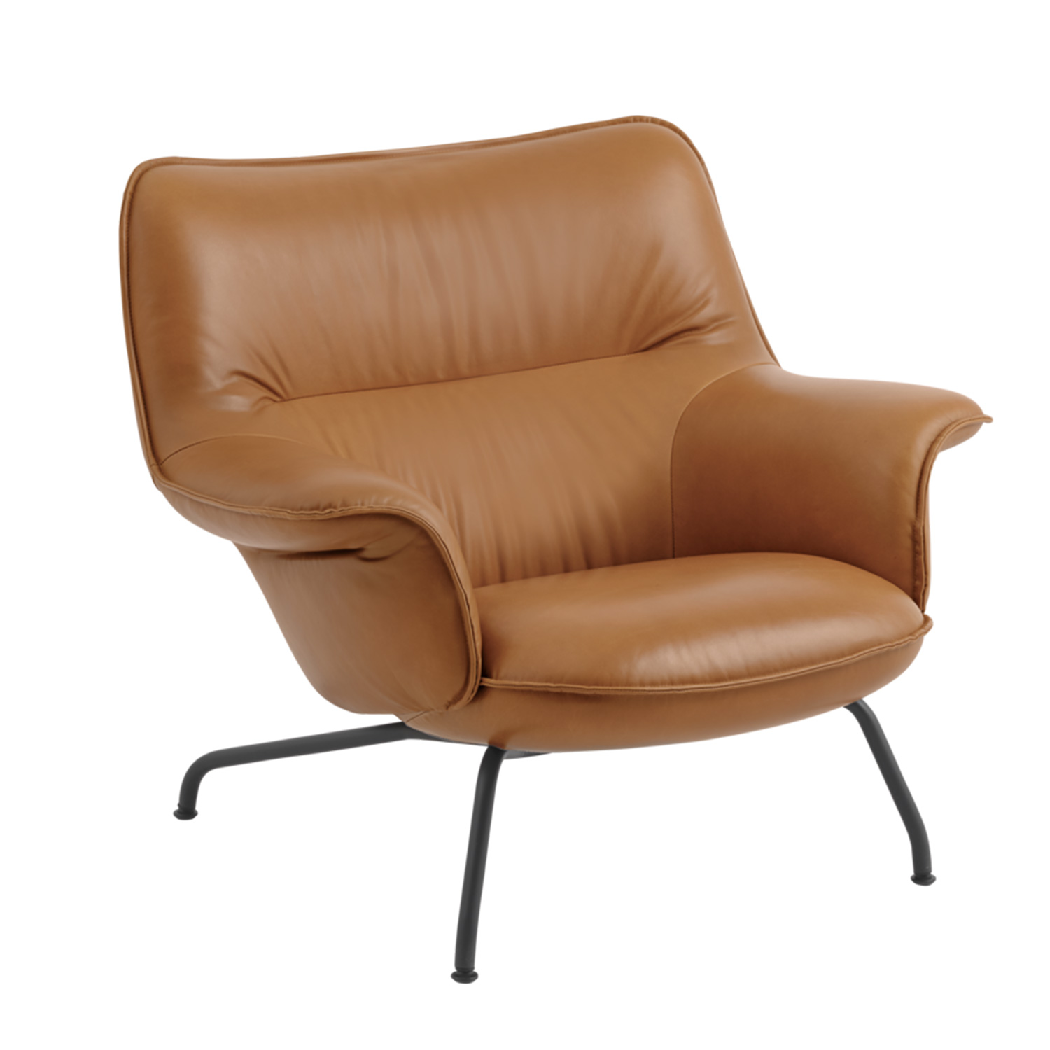 28728 en doze lounge chair low back tube refine leather cognac anthracite black muuto 102787