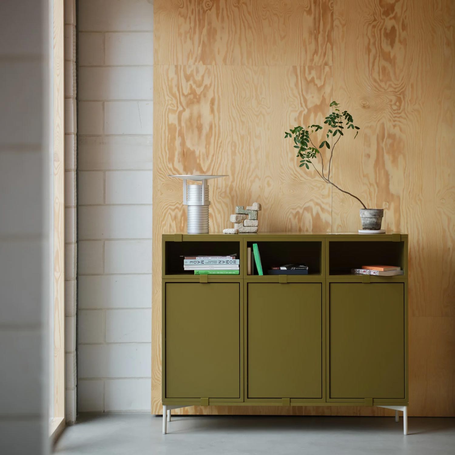 29005 en stacked sideboard 3 brown green set table lamp muuto org 102847