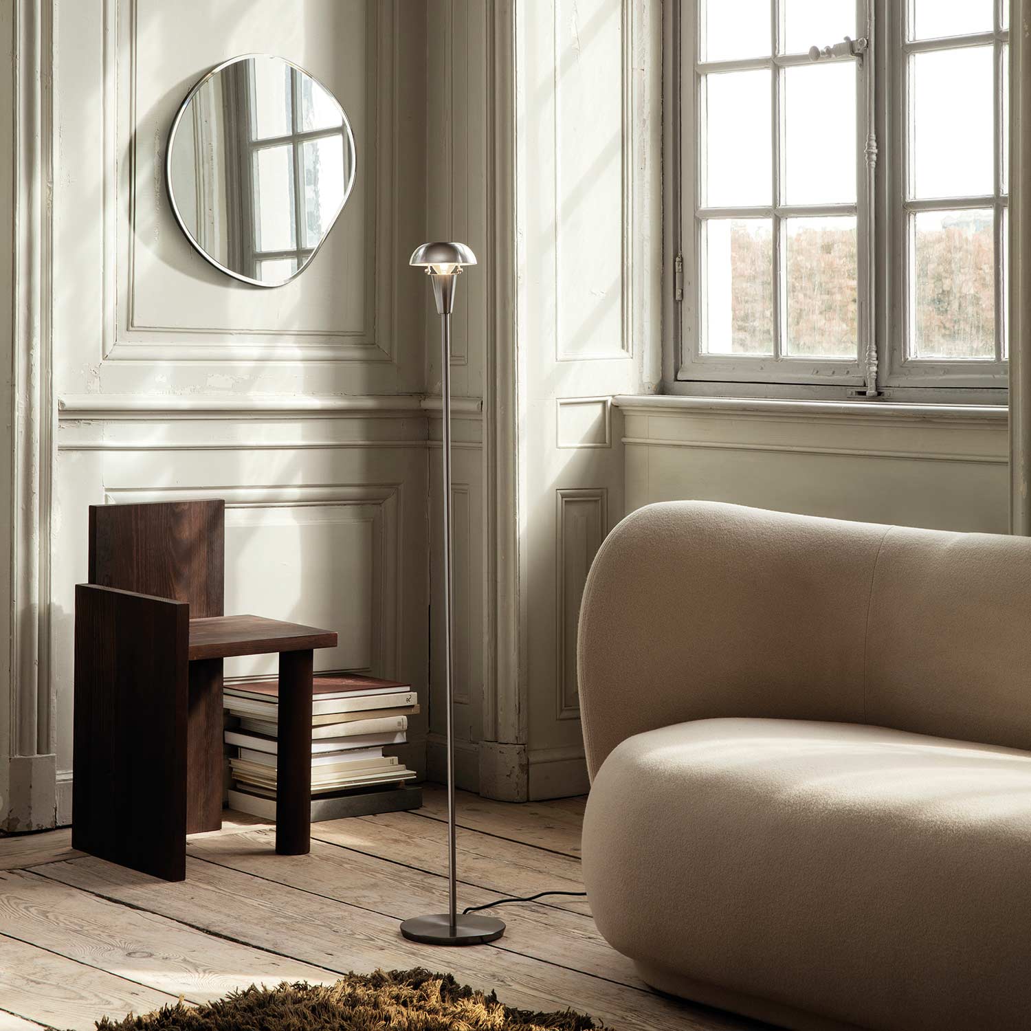 ferm living pond spiegel klein chrom wohnzimmer ambiente 88422