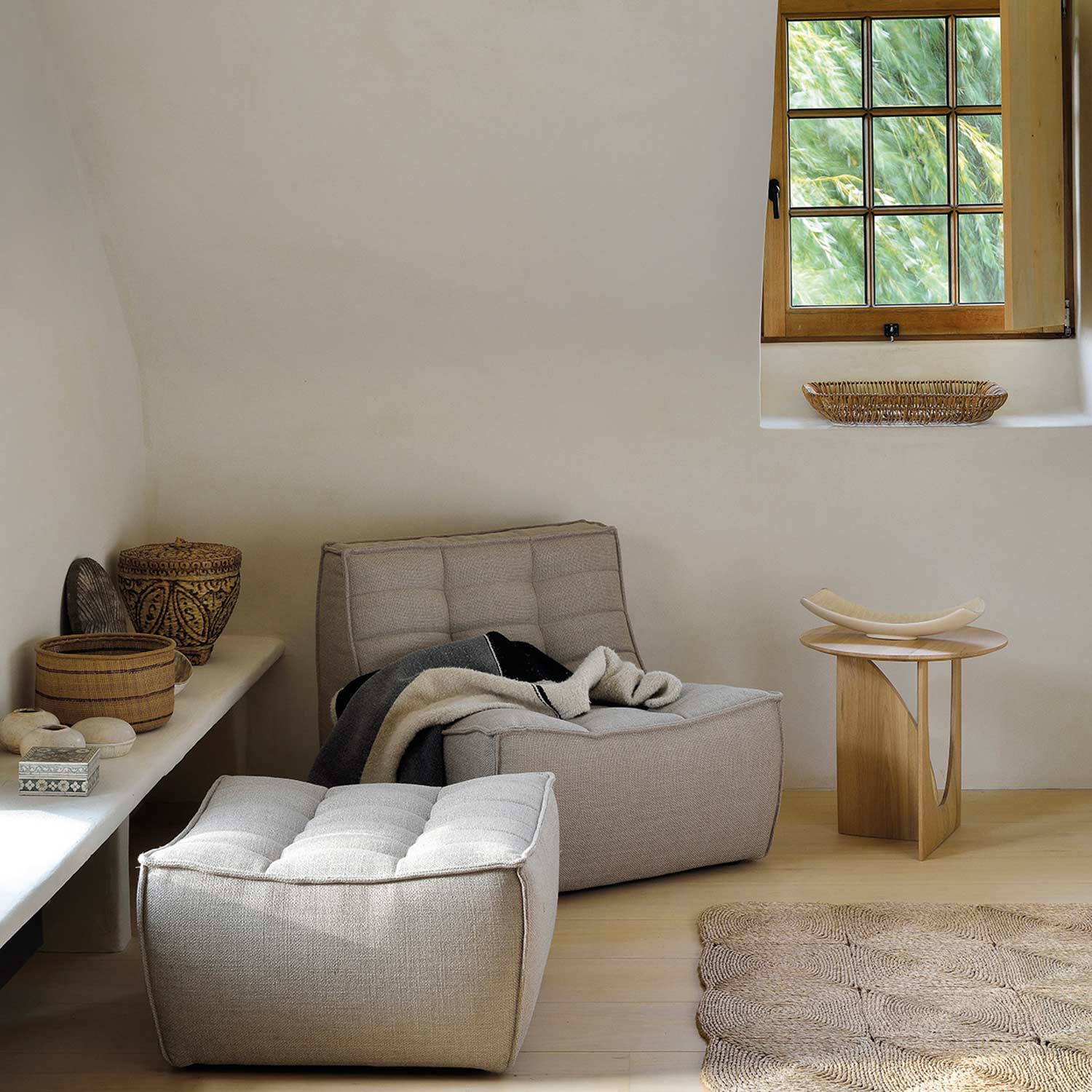 ethnucraft sofa beige ambiente hocker einsitzer 83988