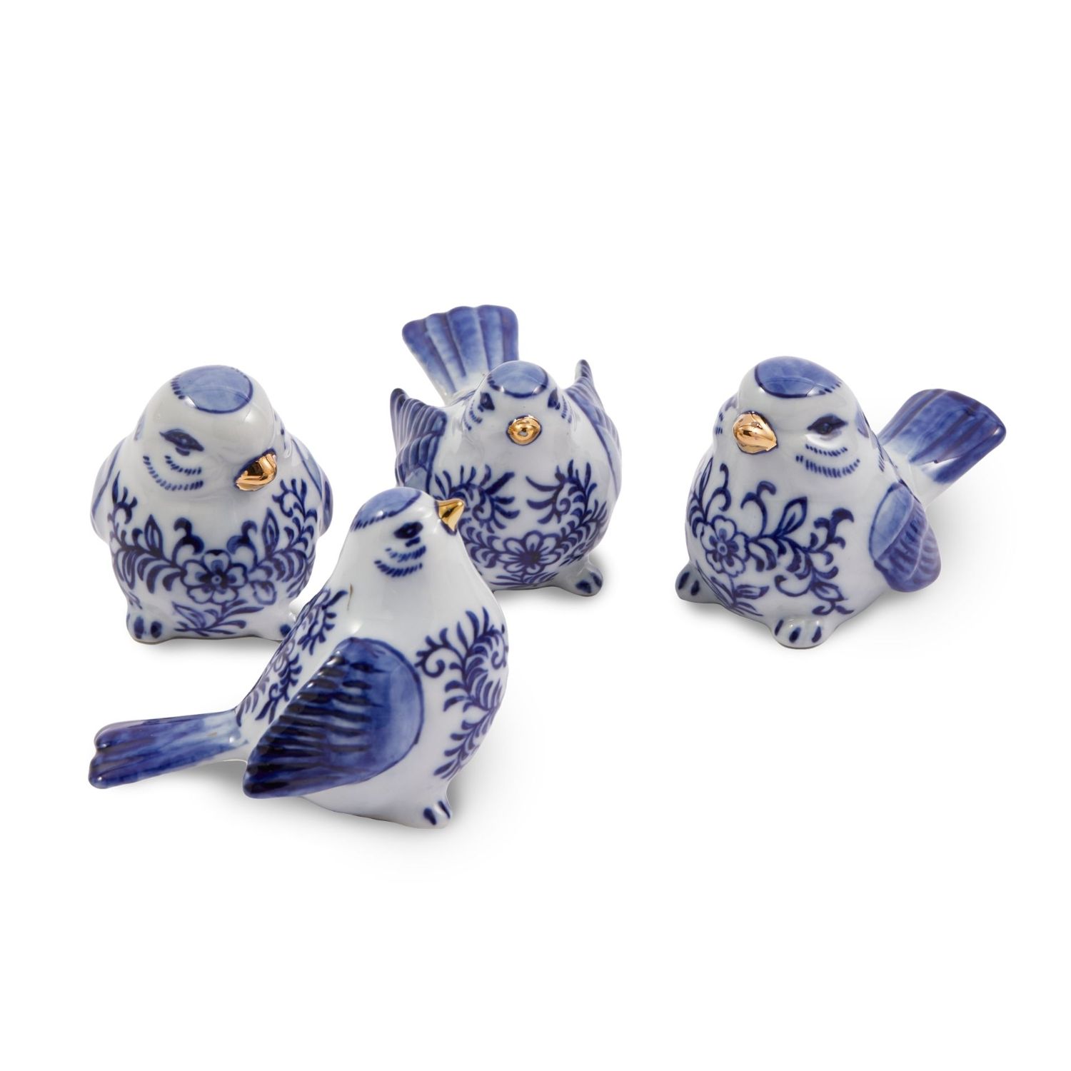 Pols Potten - Blaue Vogelfamilie Figuren 4er-Set
