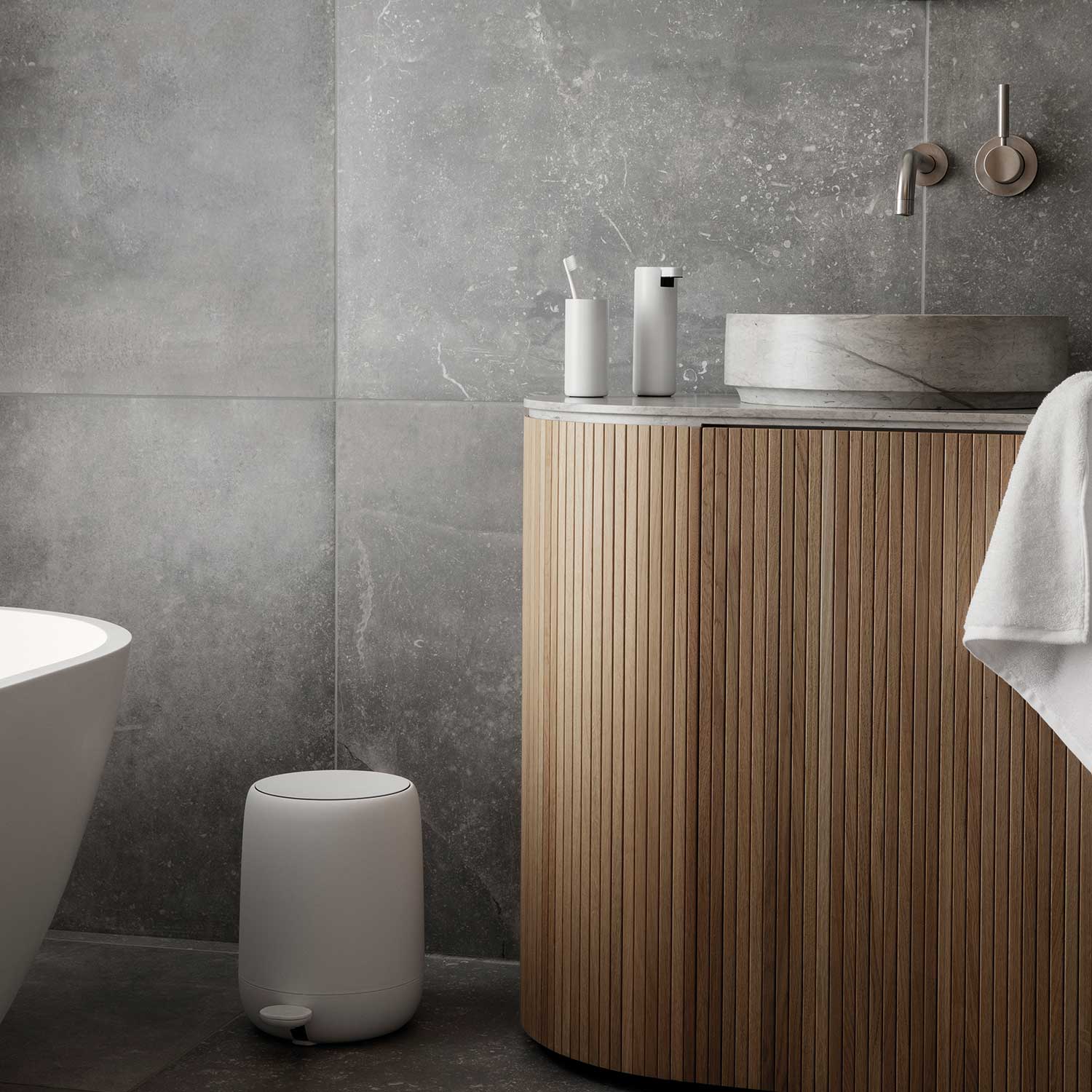 blomus sono treteimer 3l weiss bad 82282
