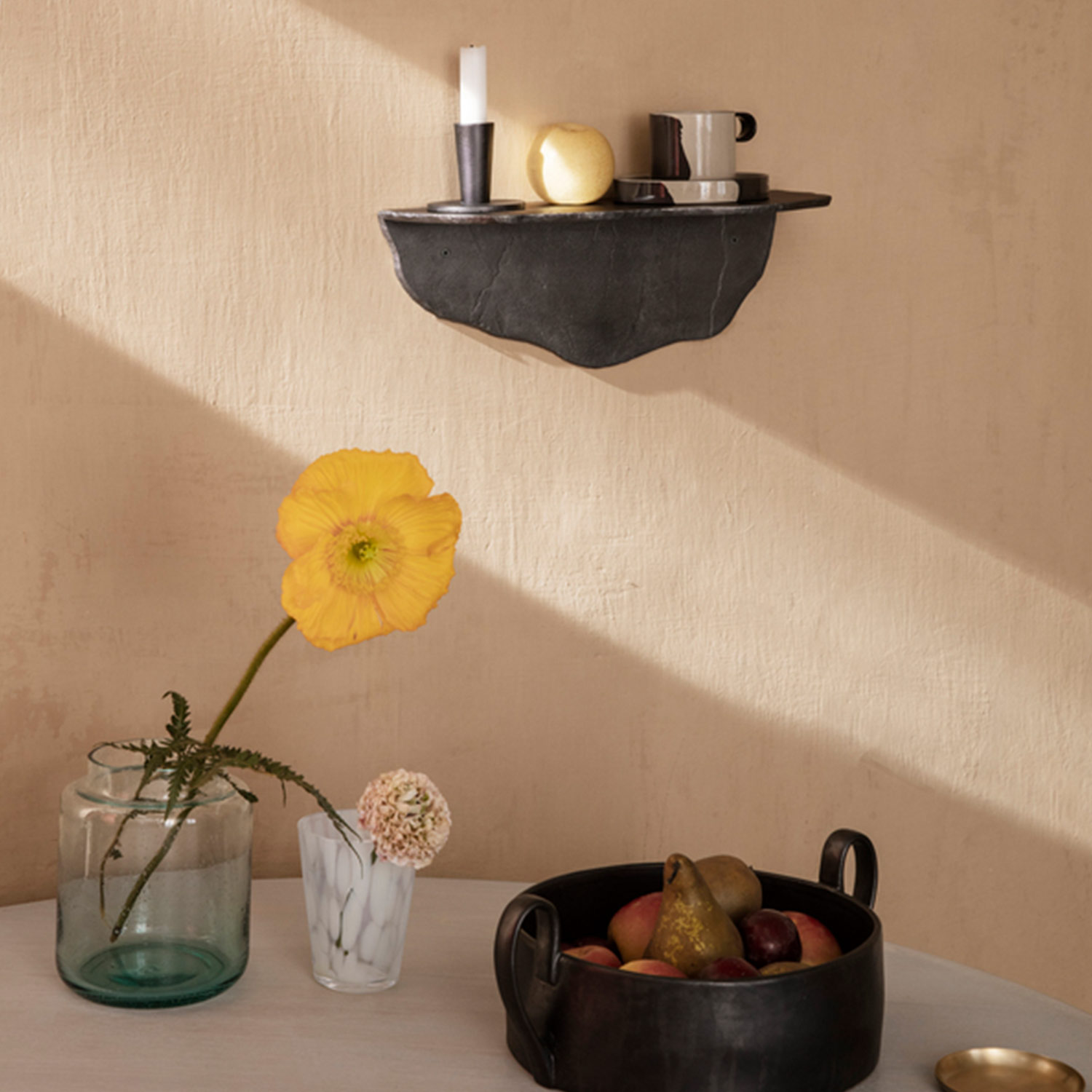 ferm living fracture shelf black brass 69410