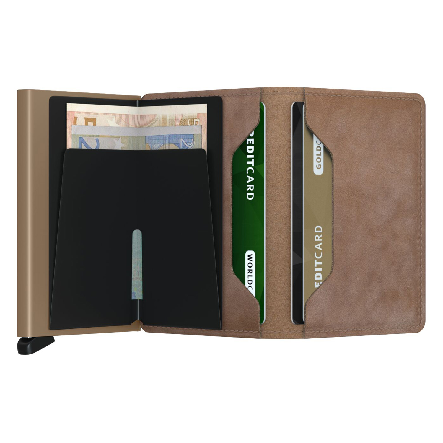 secrid slimwallet vintage taupe offen 104843