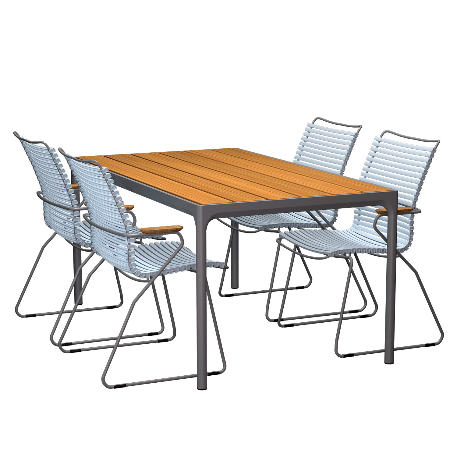 HOUE - Set Four grau 160x90 cm + 4x Click S. hoch hellblau