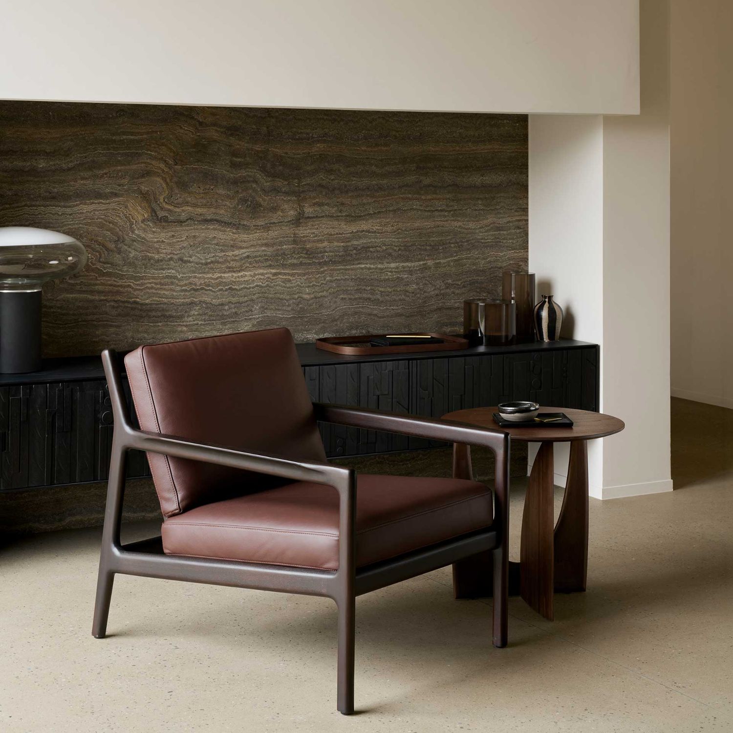 Ethnicraft - Jack Loungesessel Indoor burgund Leder