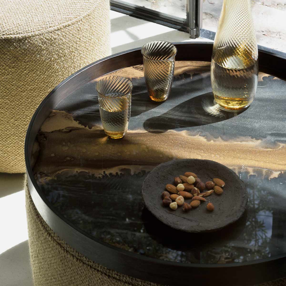 ethnicraft organict tray glass rund l 86131