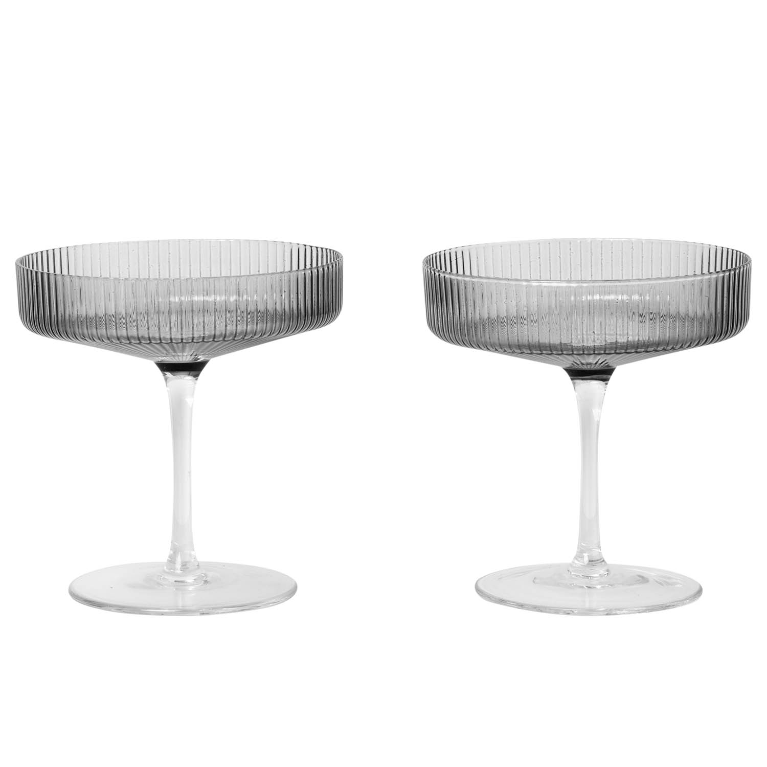 ferm living ripple champagnerglas geruchertes Grau