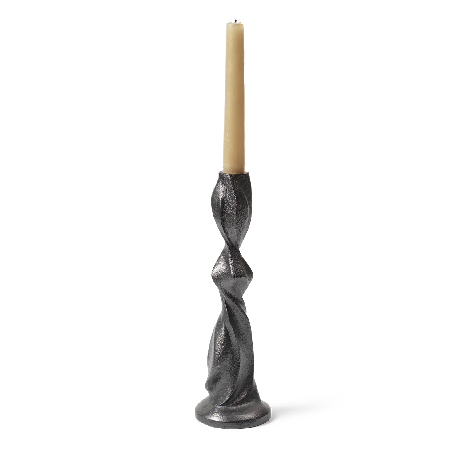 fermLIVING Gale Kerzenstaender H25 BlackenedAluminium mit Kerze 1104268694 101364