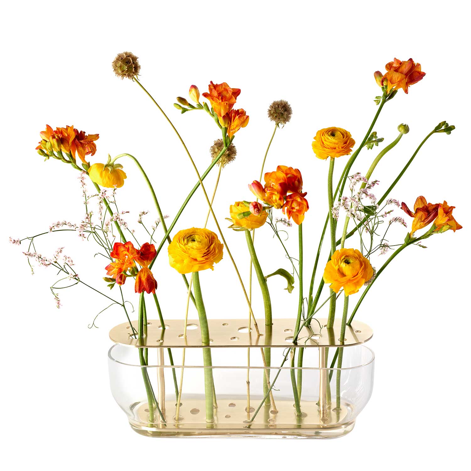Fritz Hansen Ikebana vase long brass mit blumen 101960