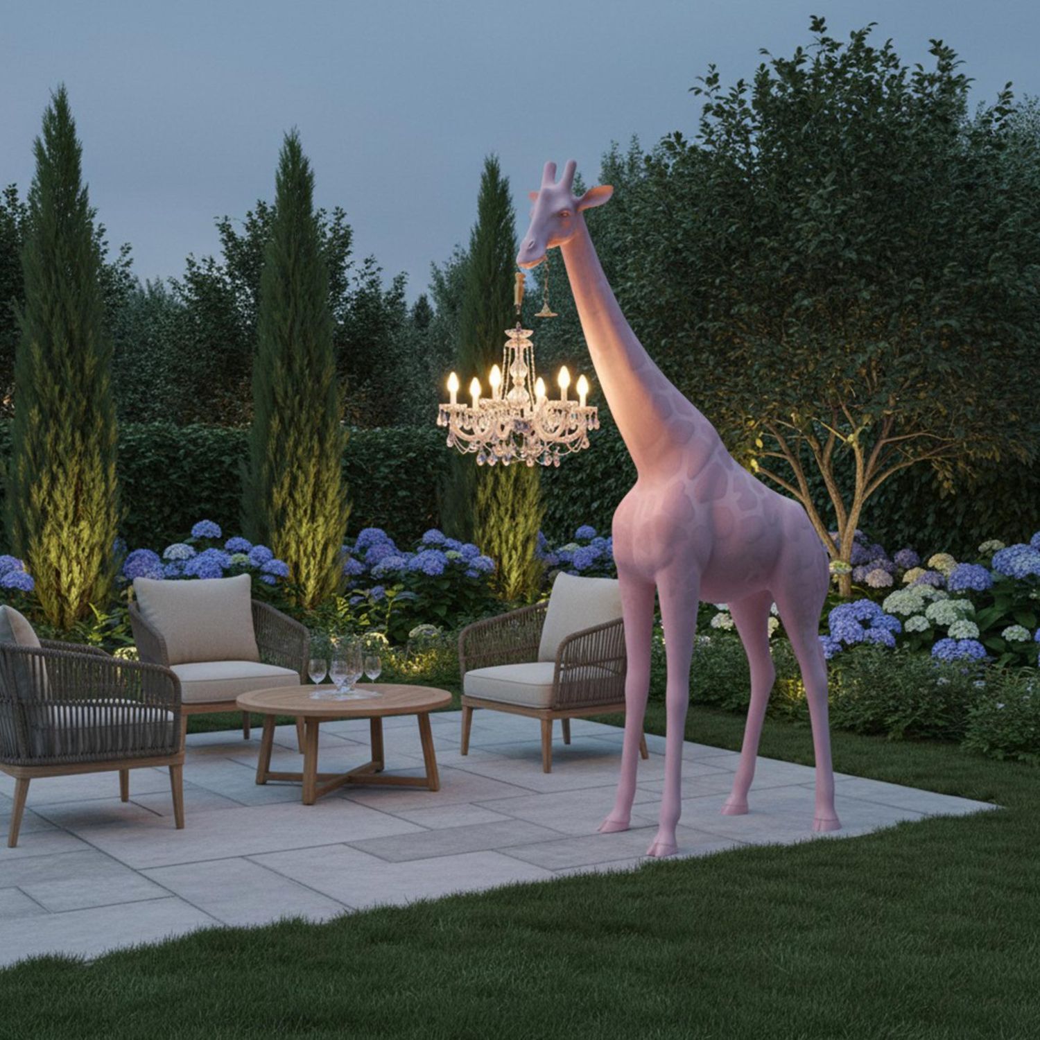 Qeeboo - Giraffe in Love M Outdoor pink