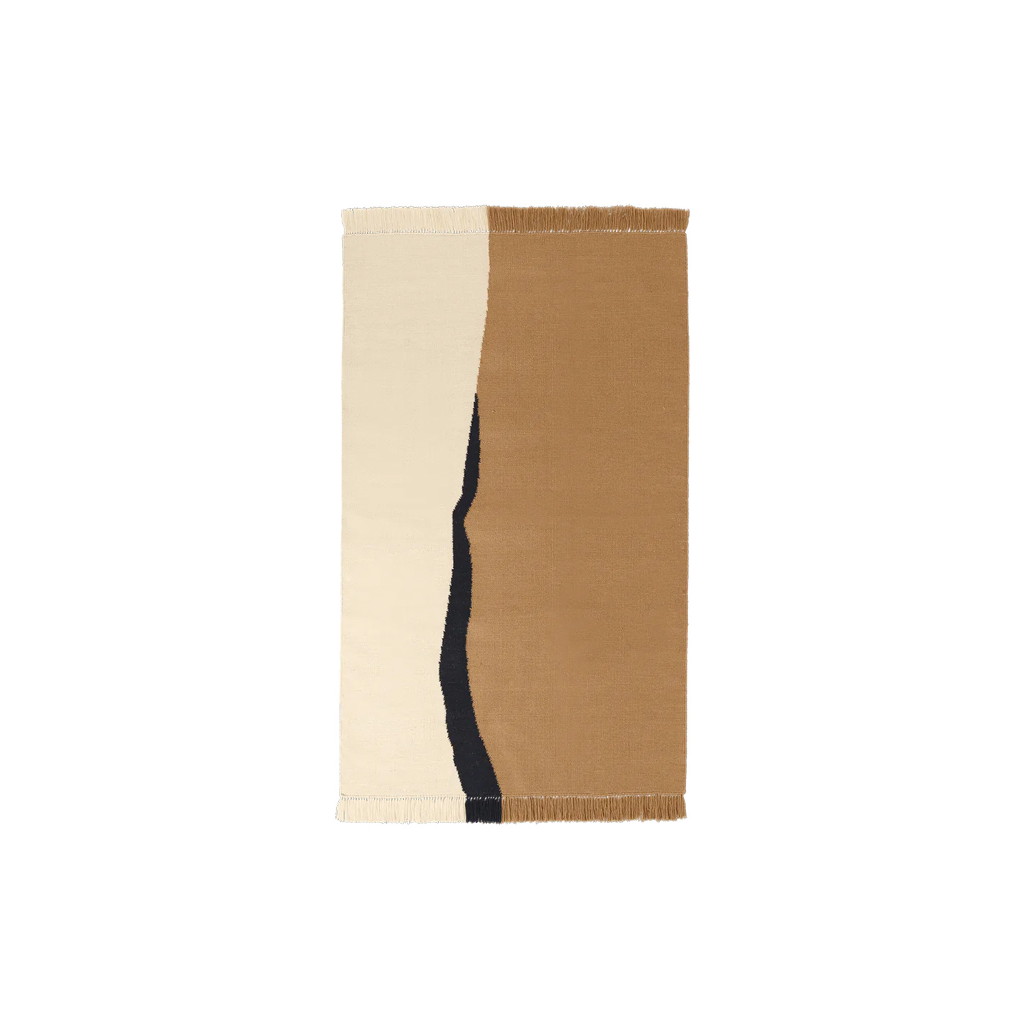 ferm LIVING Soli Kelim Teppich 140x200 dark sand off white 1104269365 104410