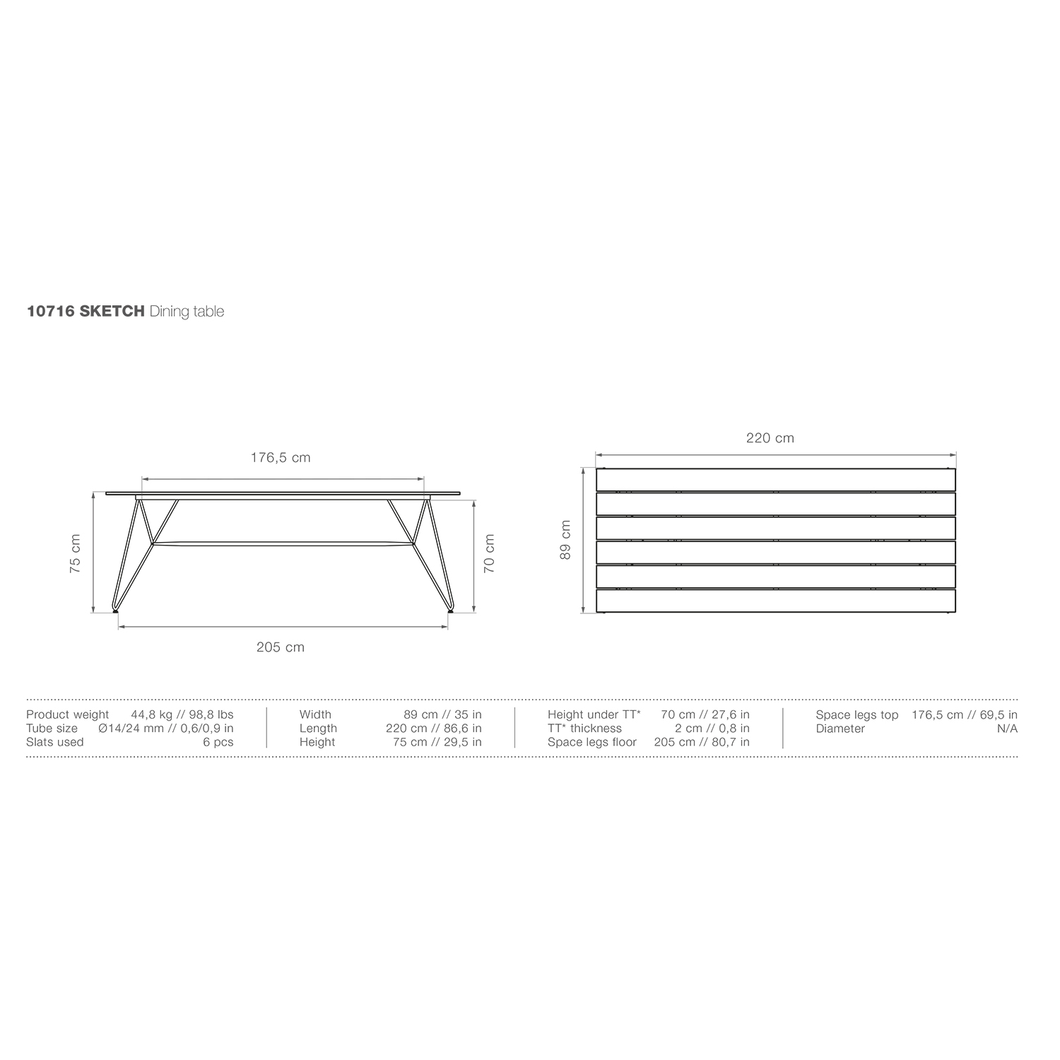 houe sketch tisch 220cm abmessungen 92718