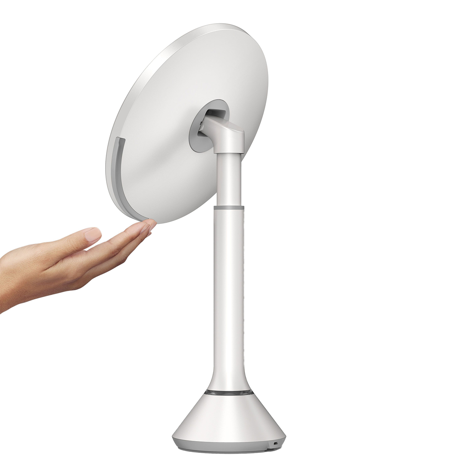 simplehuman sensorspiegel rund weiss rueckseite 98248