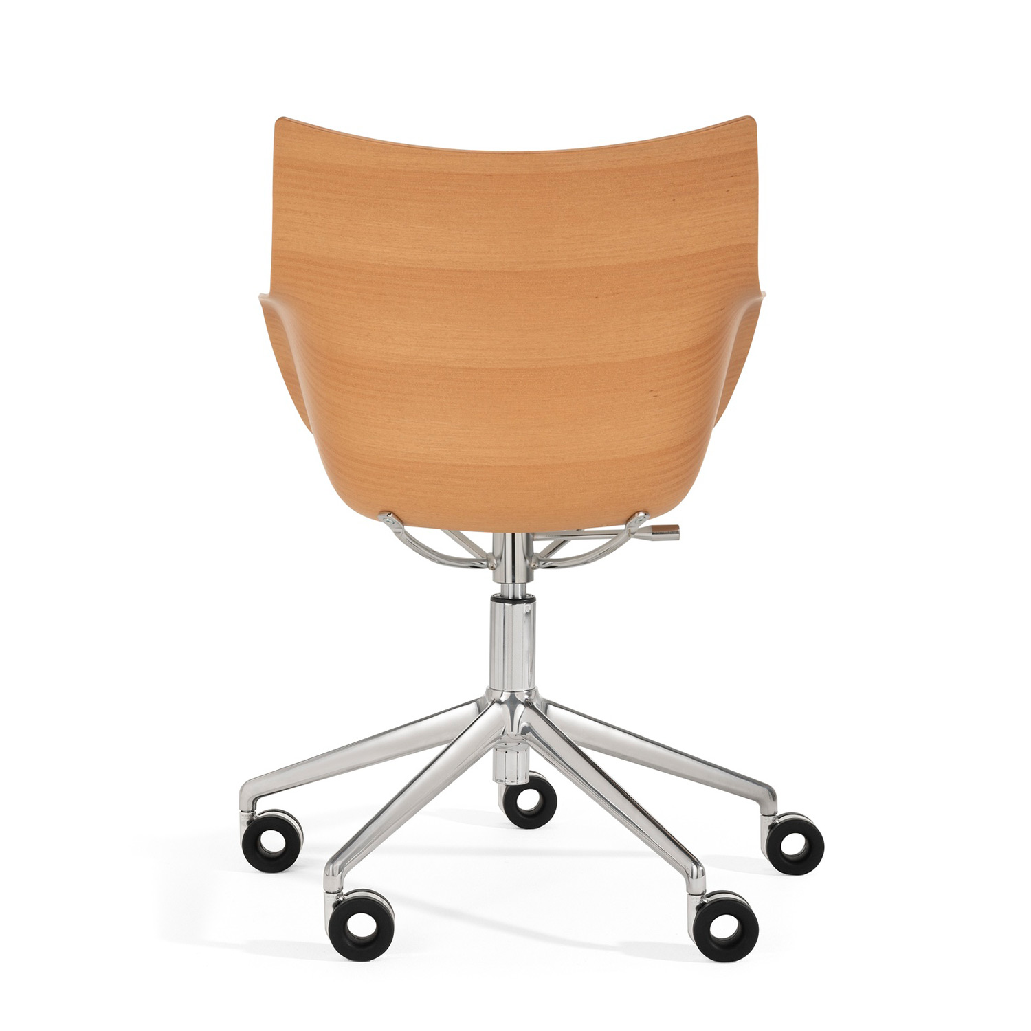 Kartell - Q/Wood Wheels Drehstuhl dunkel/chrom
