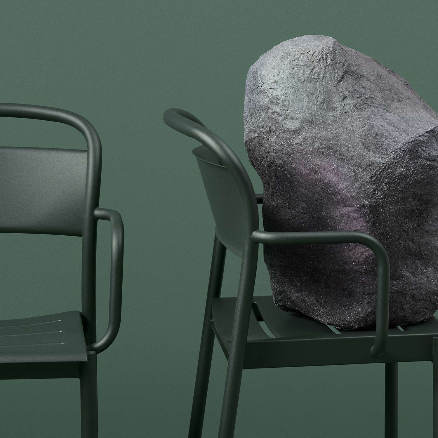 muuto linear armchair dark green gartenstuhl 65394