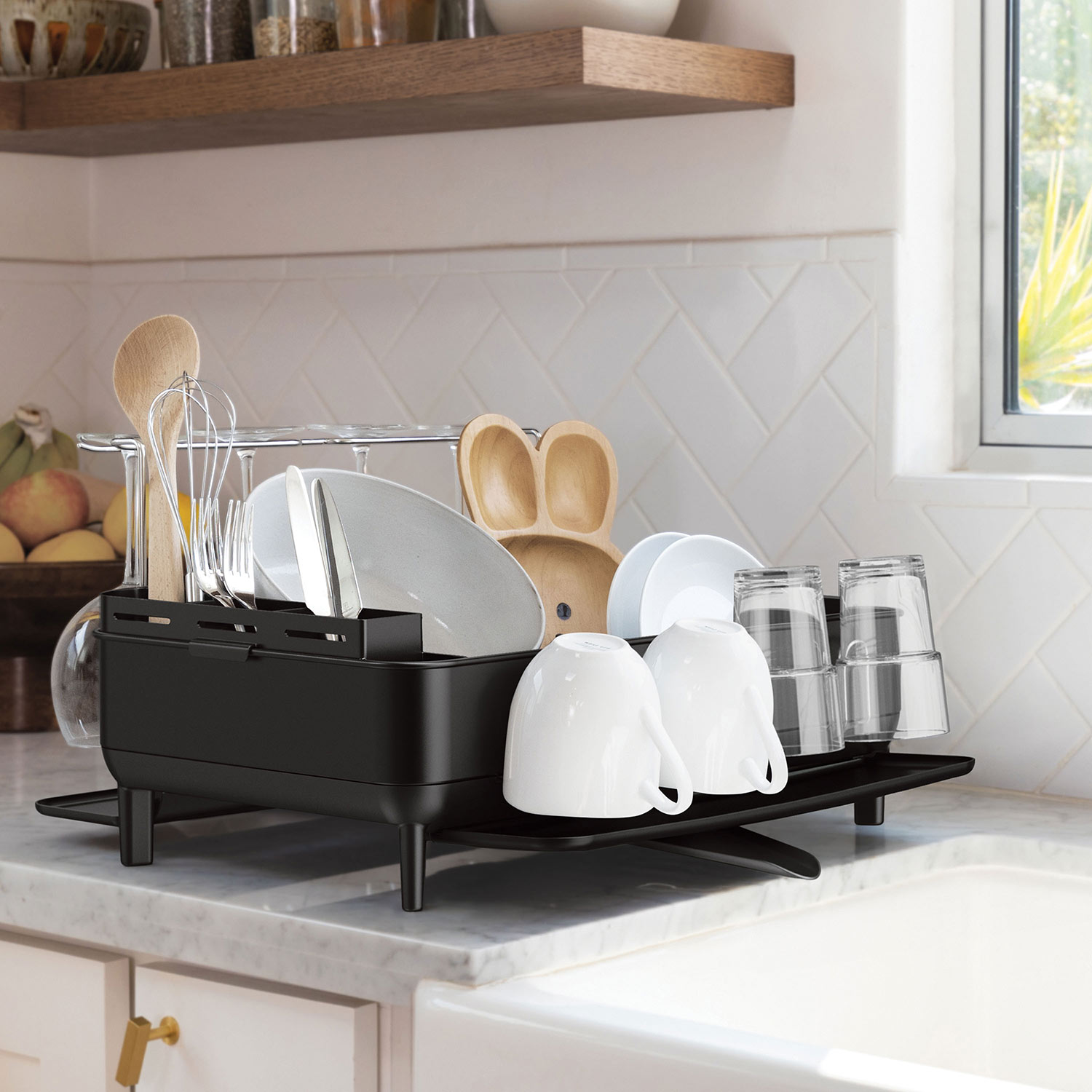 simplehuman abtropfgestell stahlrahmen schwarz standard kueche 98384