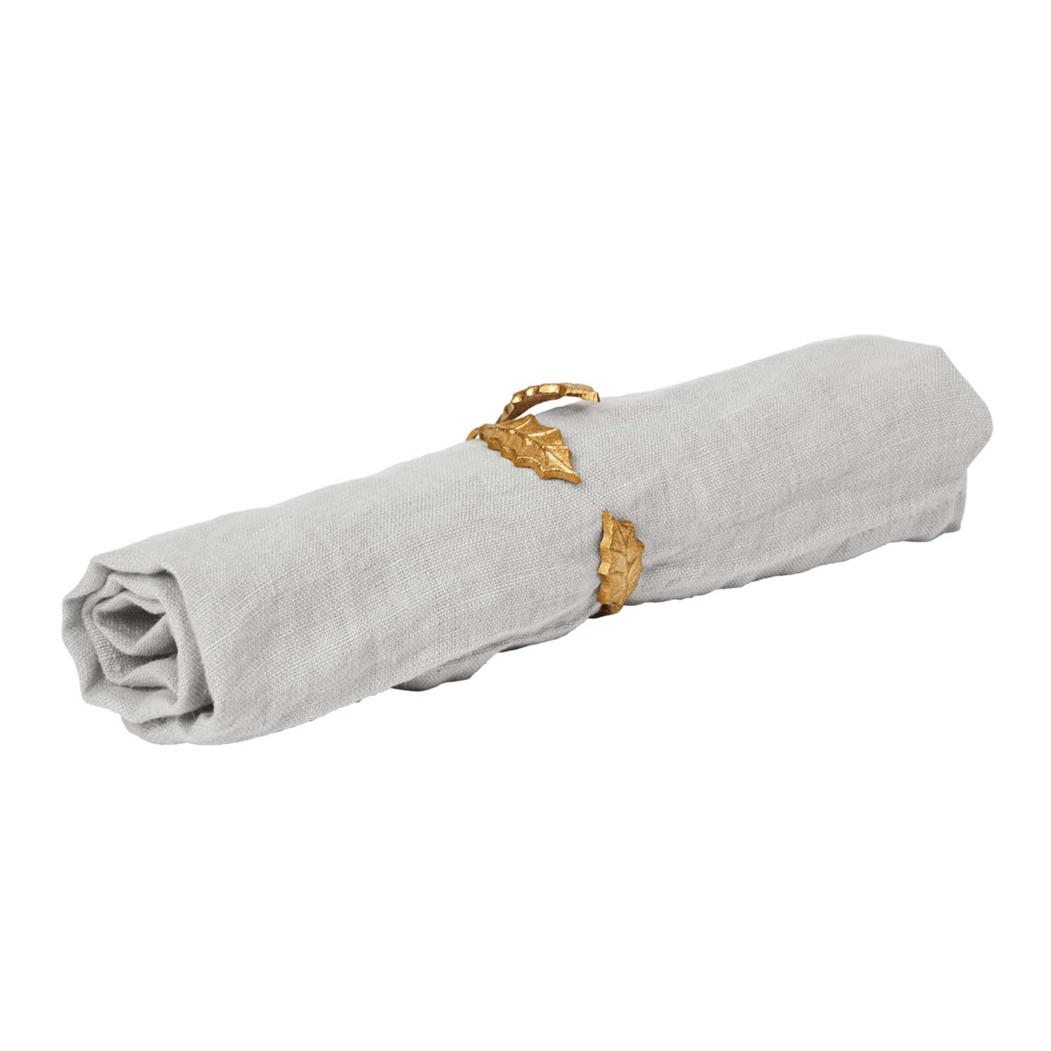 Ferm Living - Holly Leaf Serviettenringe 4er-Set black brass