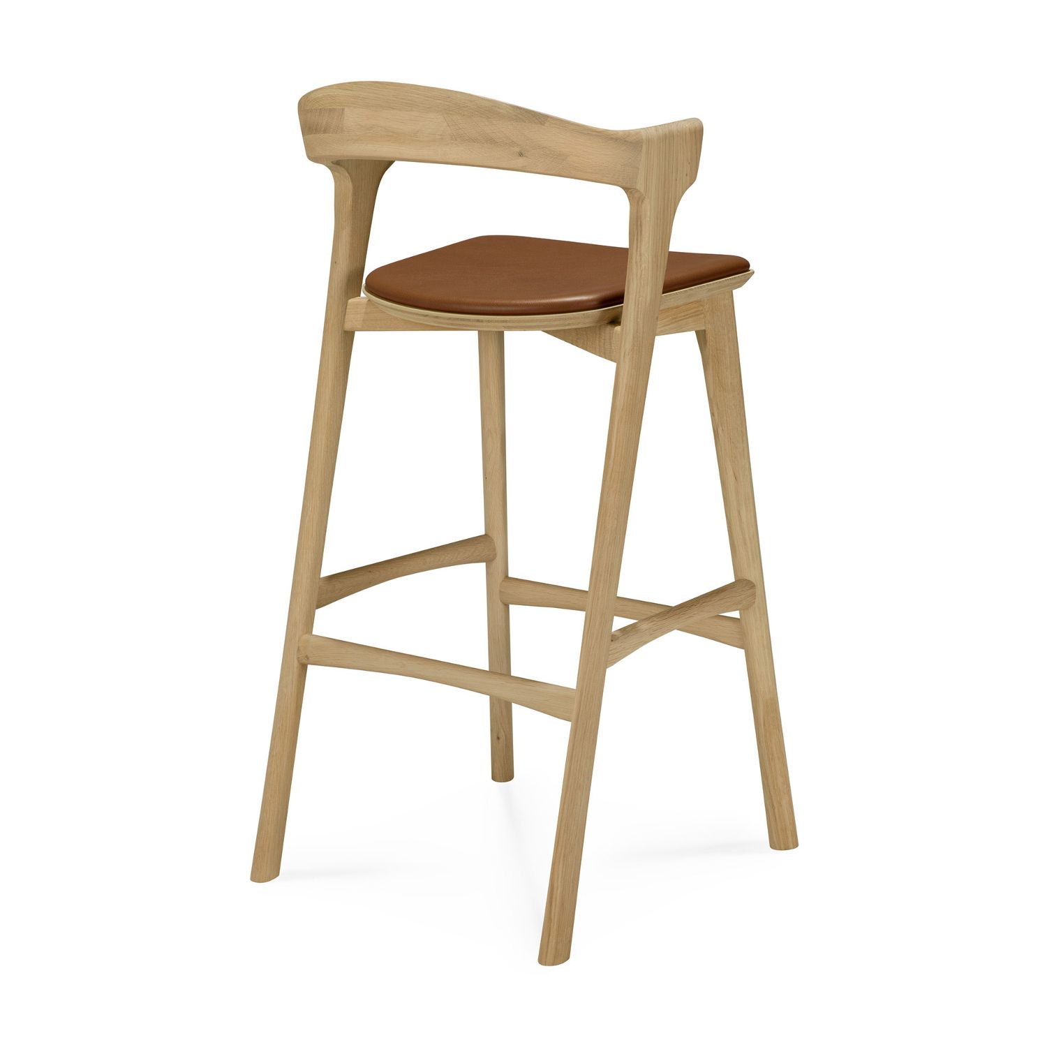 Ethnicraft - Bok Barhocker eiche lackiert cognac leder