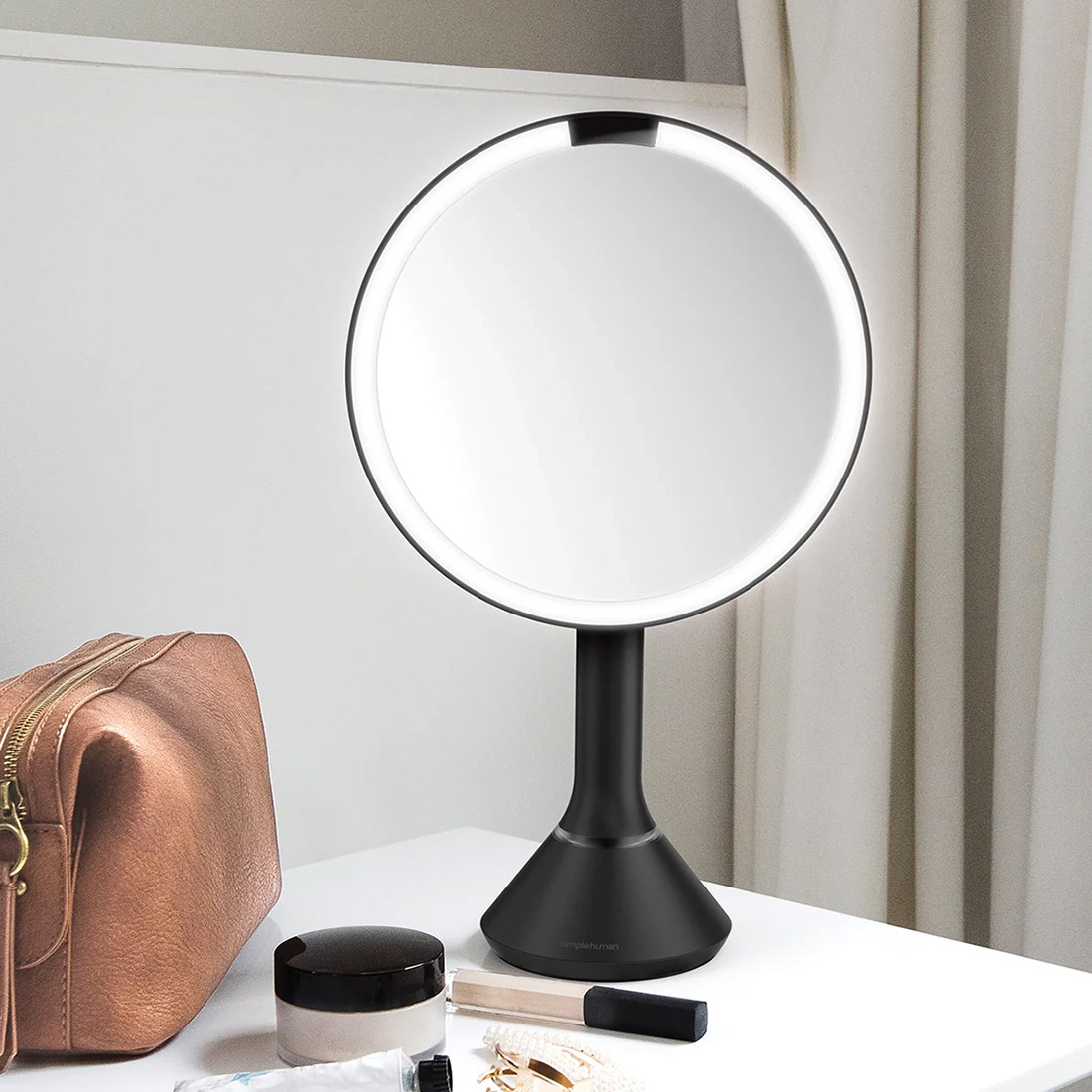 simplehuman sensorspiegel rund schwarz 107368