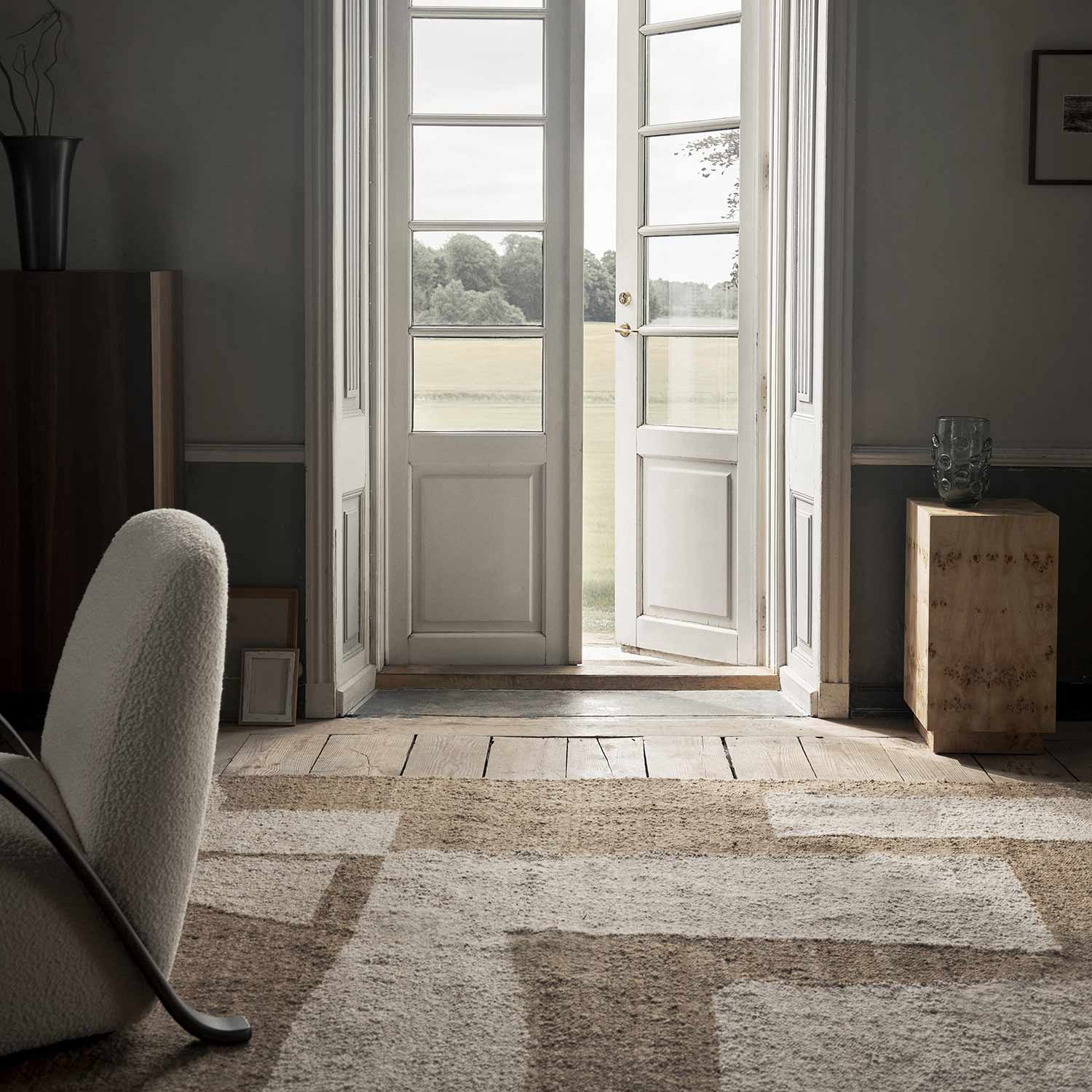 ferm living piece teppich h 300 toffee off white wohnzimmer 96374