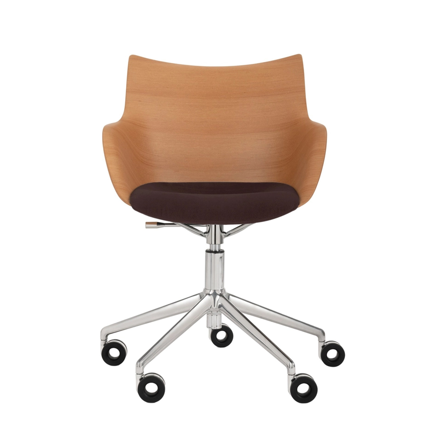 Kartell - Q/Wood soft Bürostuhl hell/braun/chrom