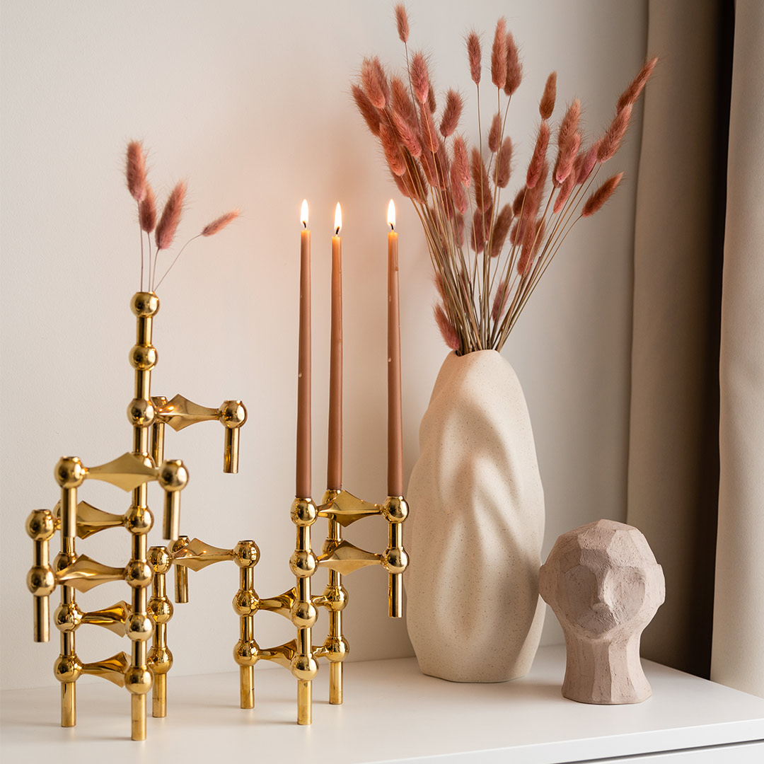 stoff nagel kerzenstaender gold candleholder 78263