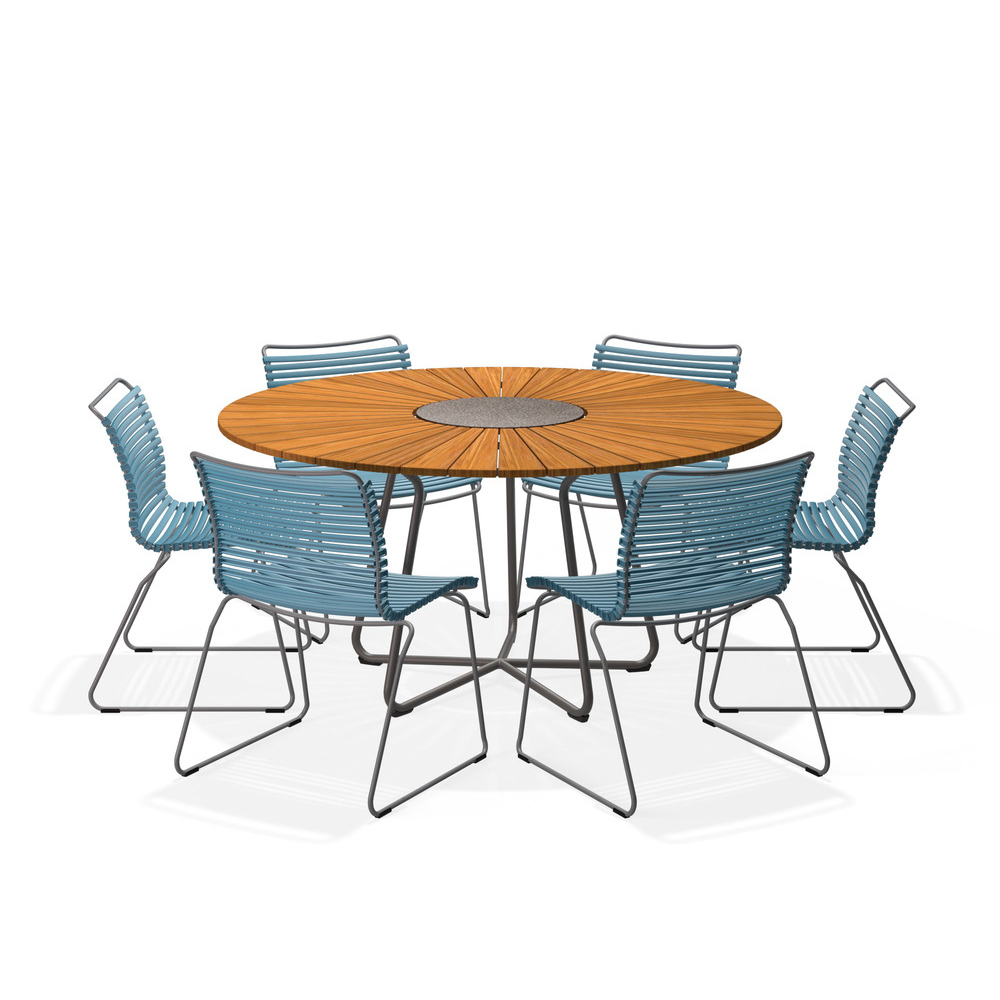 HOUE - Set Circle Tisch Ø150 cm + 6x Click Stuhl petrol