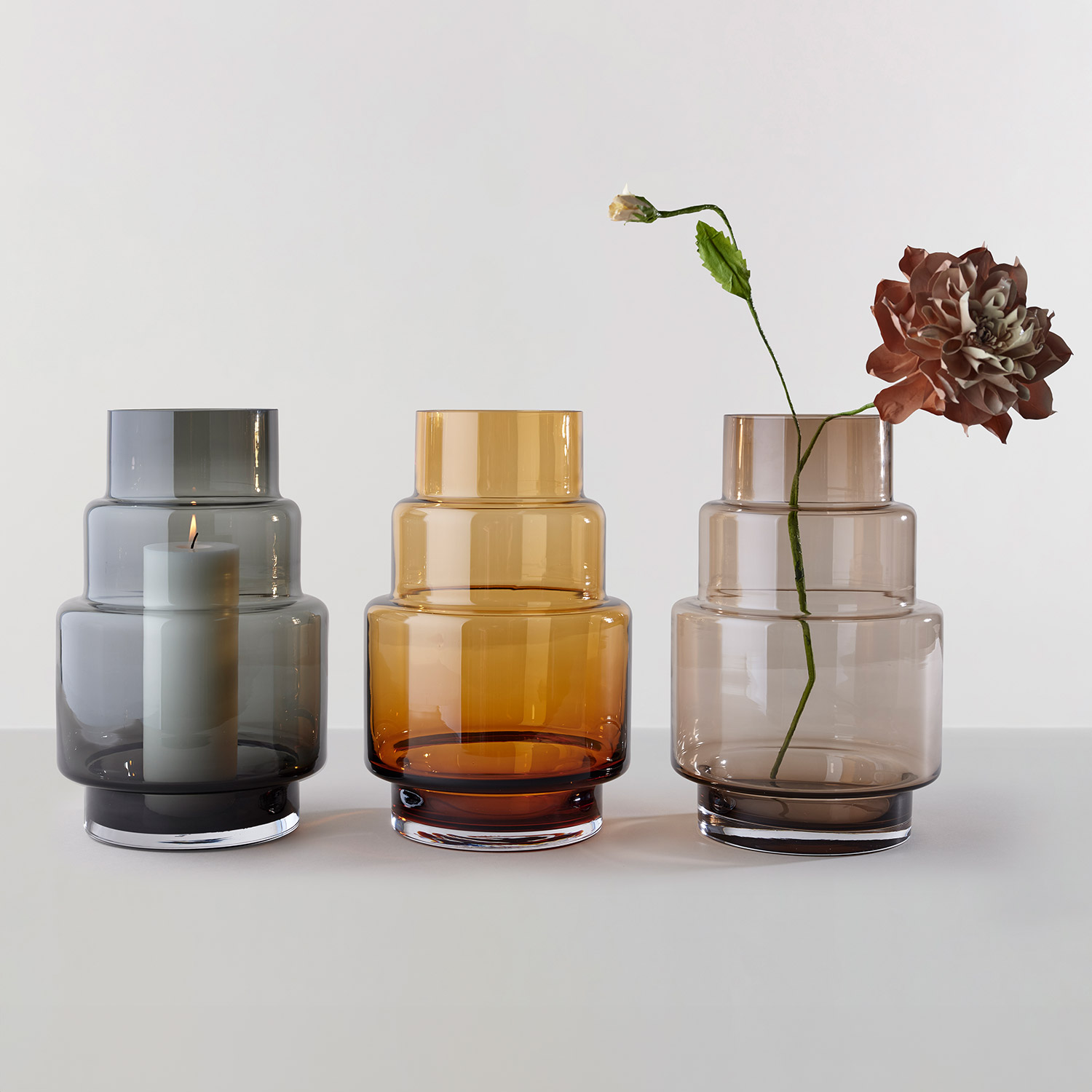 Ro Collection - Hurricane Vase No. 69 smoked grey