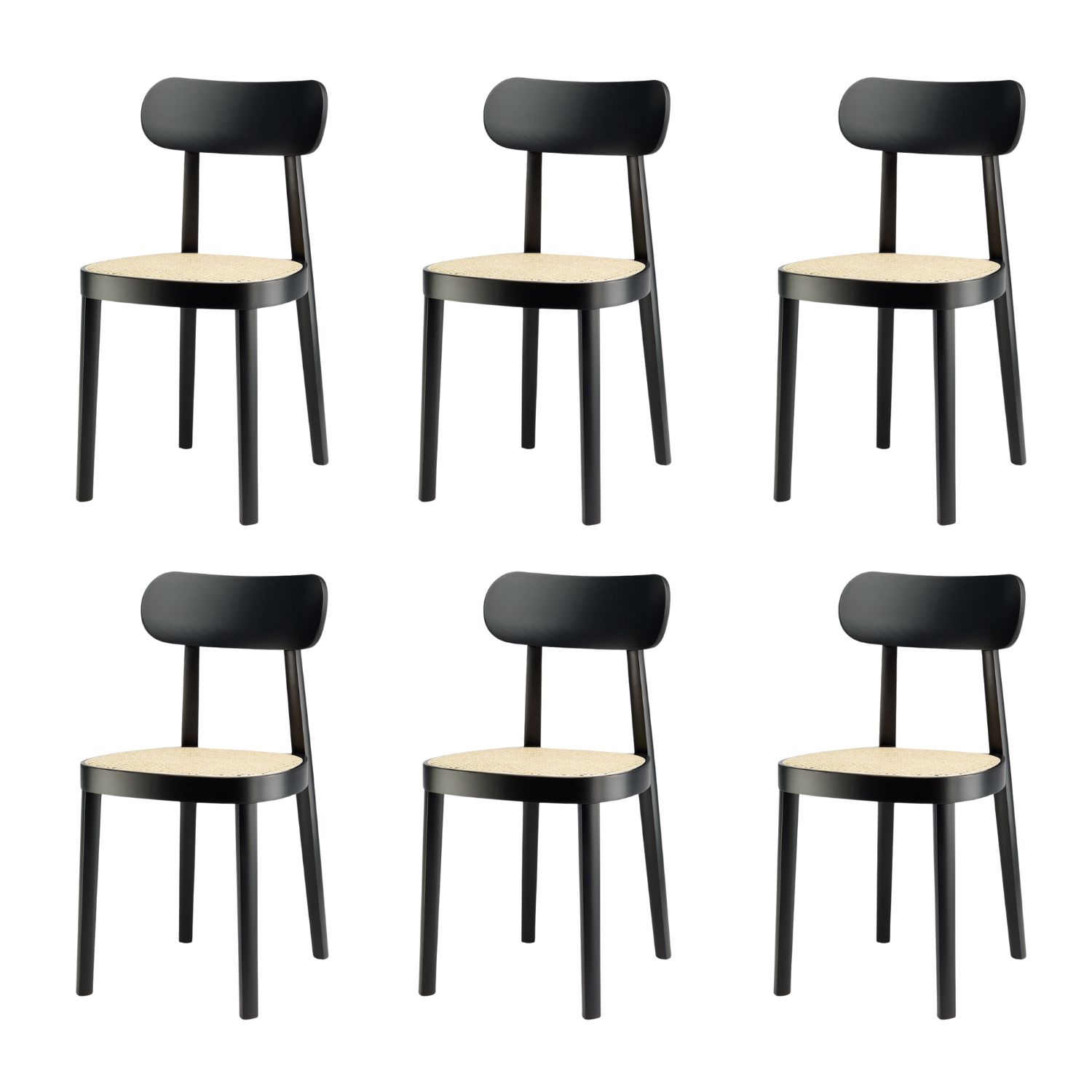 Thonet 118 holzstuhl schwarz geflecht 6erSet 103323