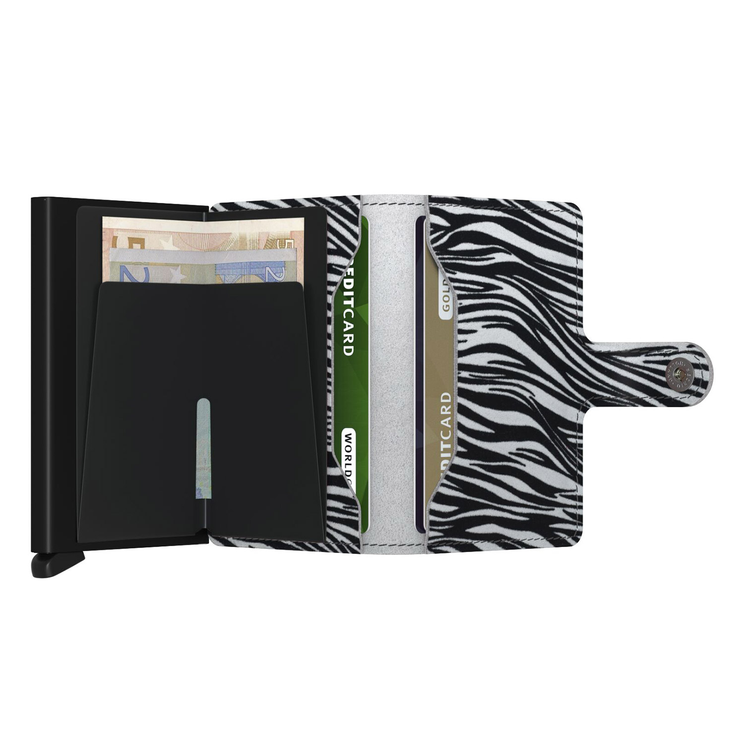 secrid miniwallet zebra hellgrau ganz offen 104703
