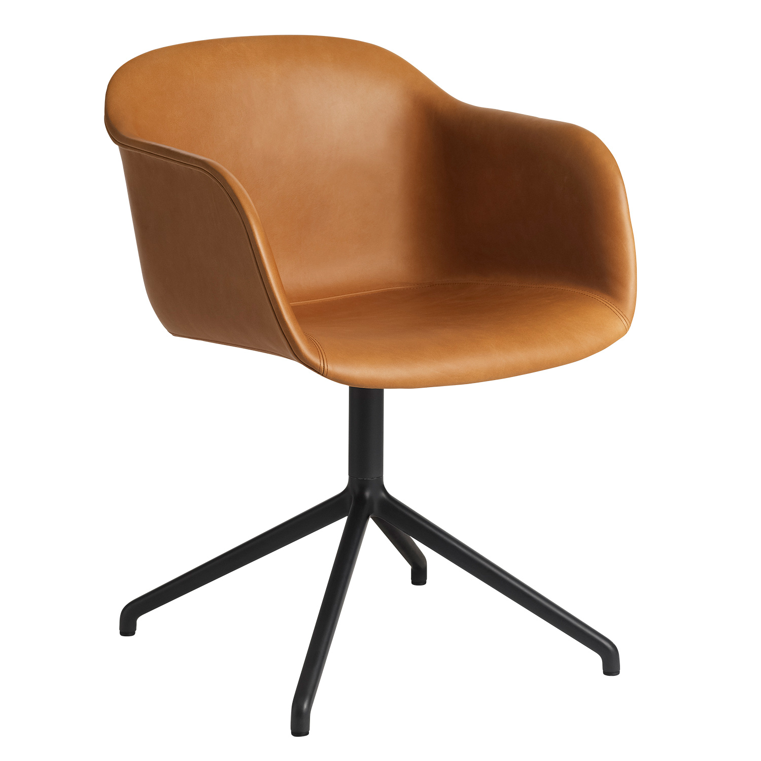 muuto fiber chair drehstuhl leder cognac 53809