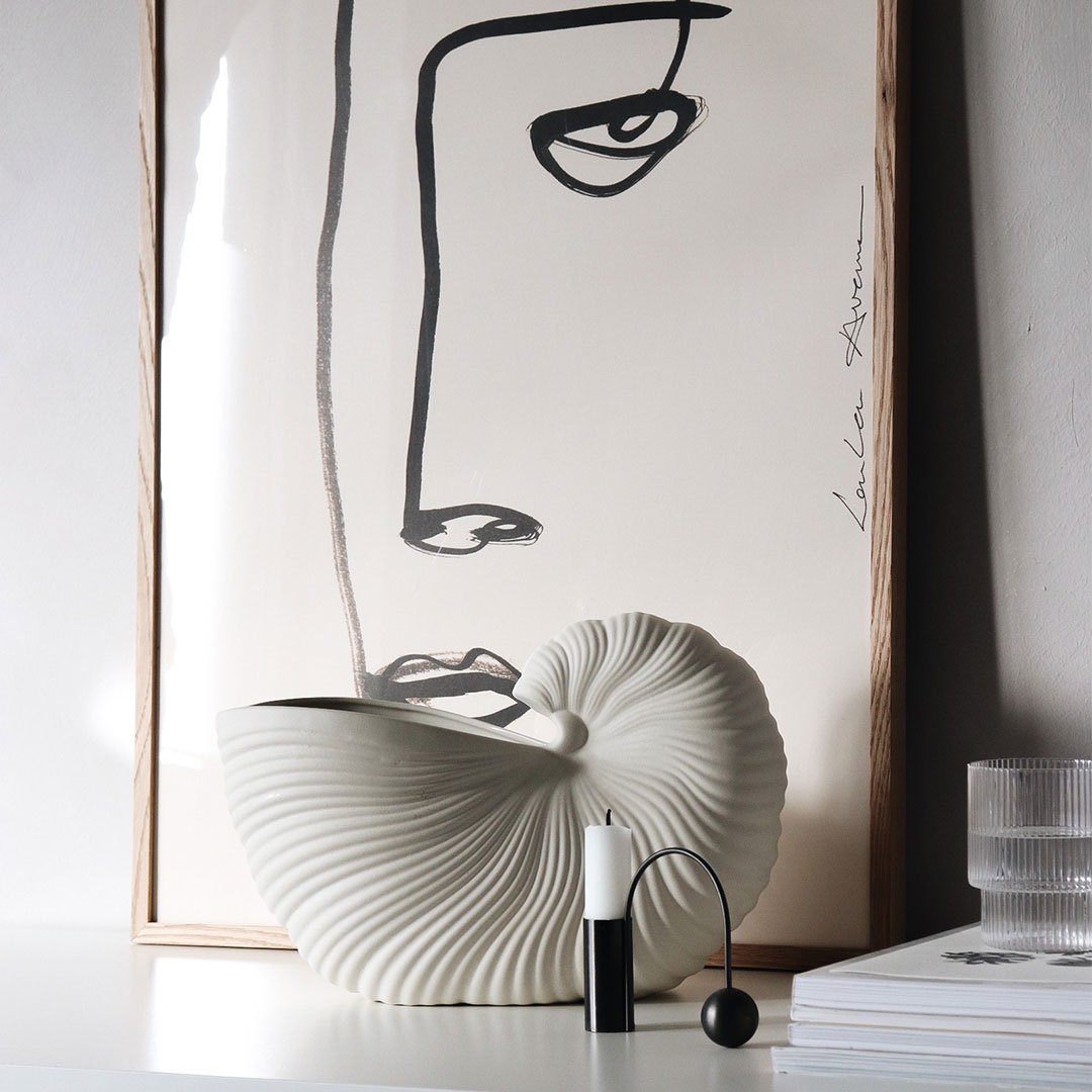 raum blick ferm living shell pott off white muschel ferm living balance kerzenstaender schwarz ripples glaeser klar 4er set 58965